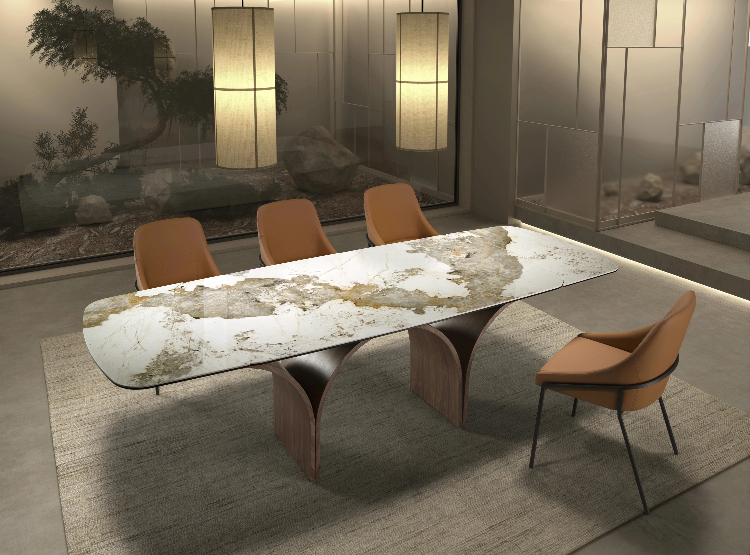 Chaise en similicuir orange