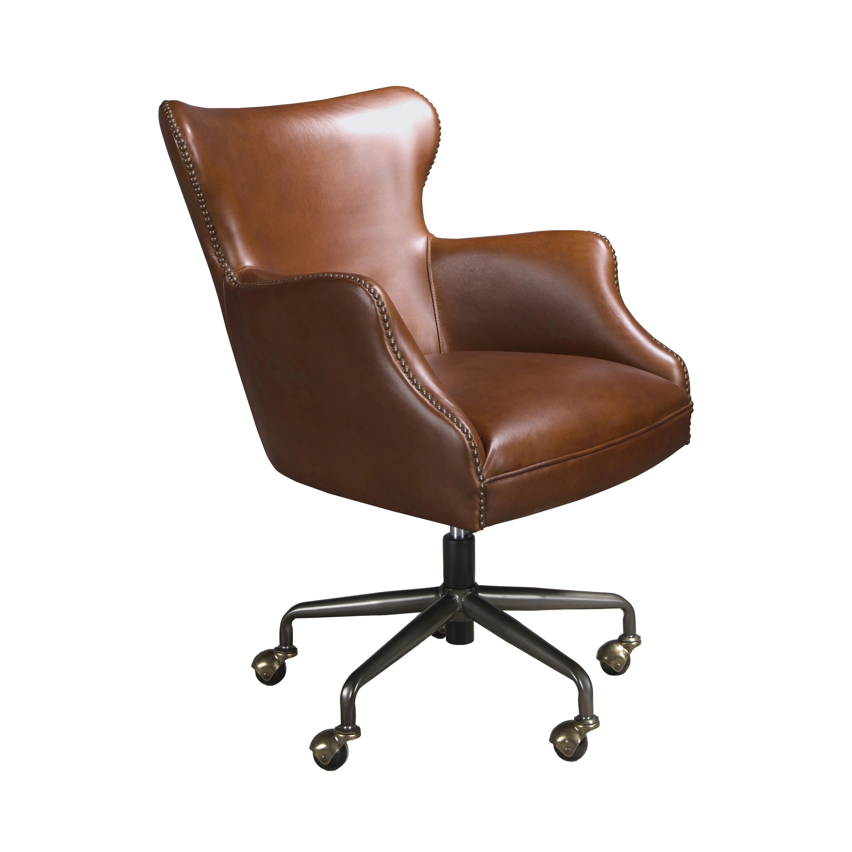 Fauteuil de bureau pivotant cuir marron foncé