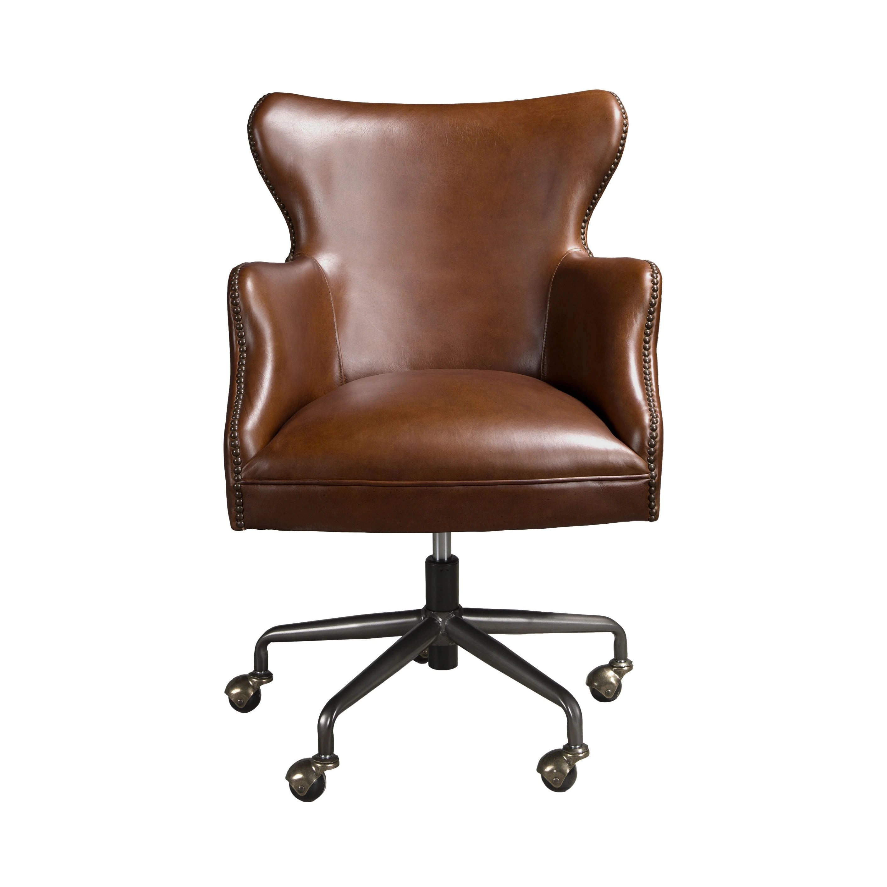 Fauteuil de bureau pivotant cuir marron foncé