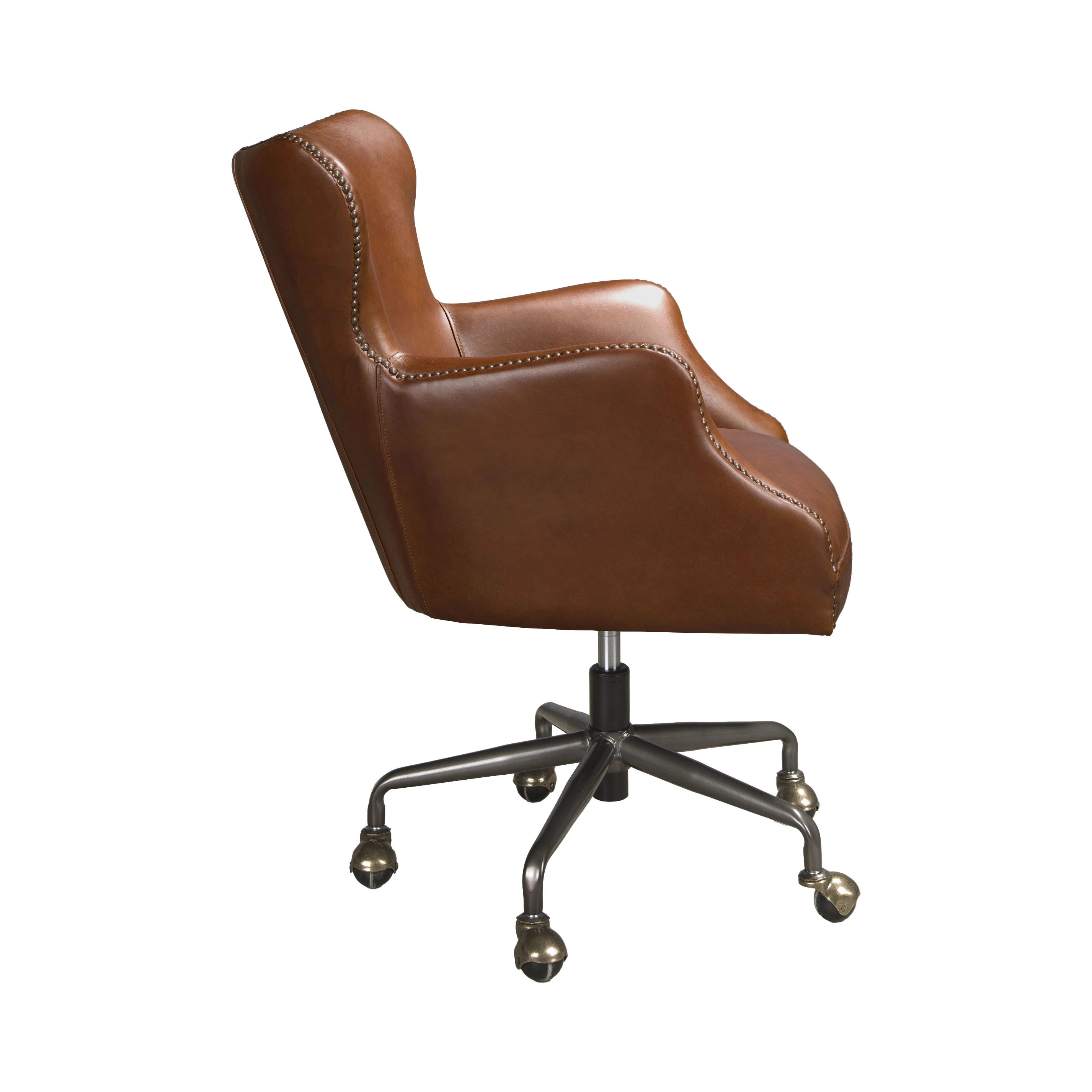 Fauteuil de bureau pivotant cuir marron foncé