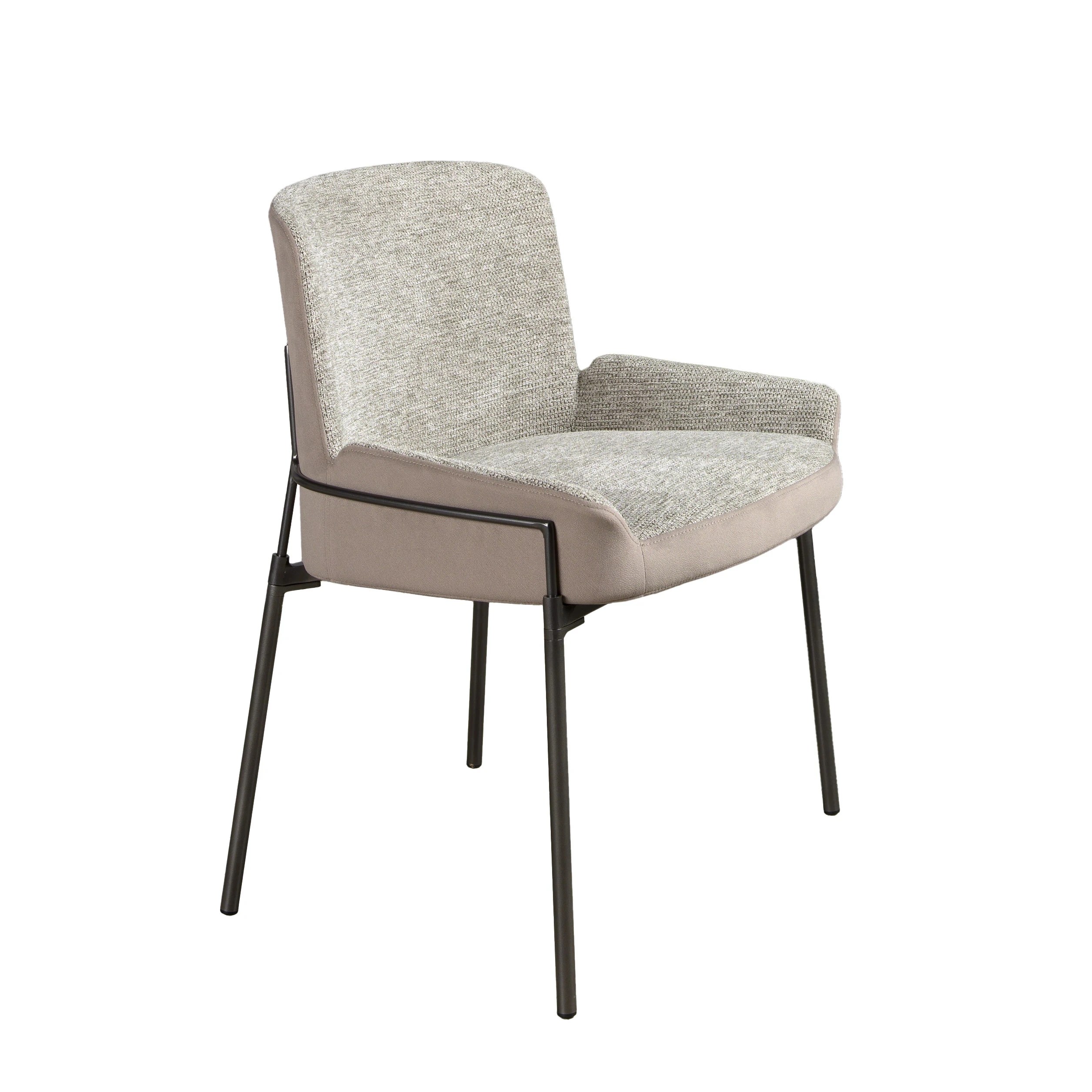 Chaise en tissu gris et velours marron