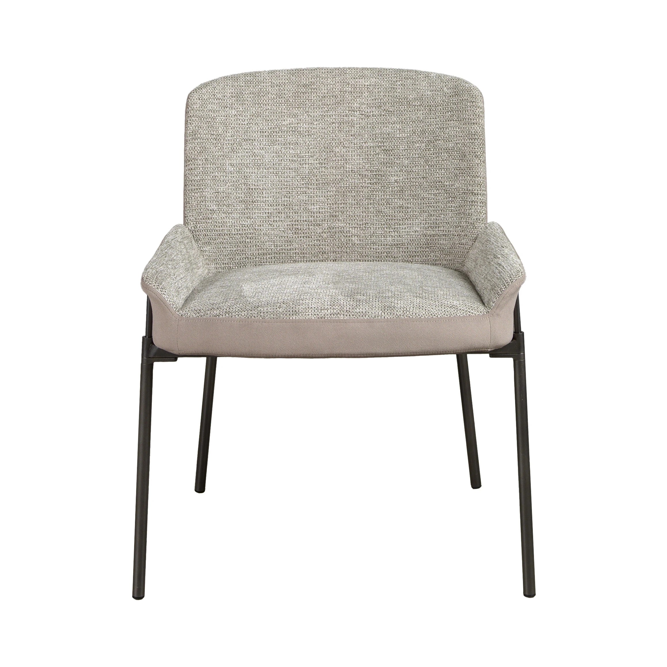 Chaise en tissu gris et velours marron