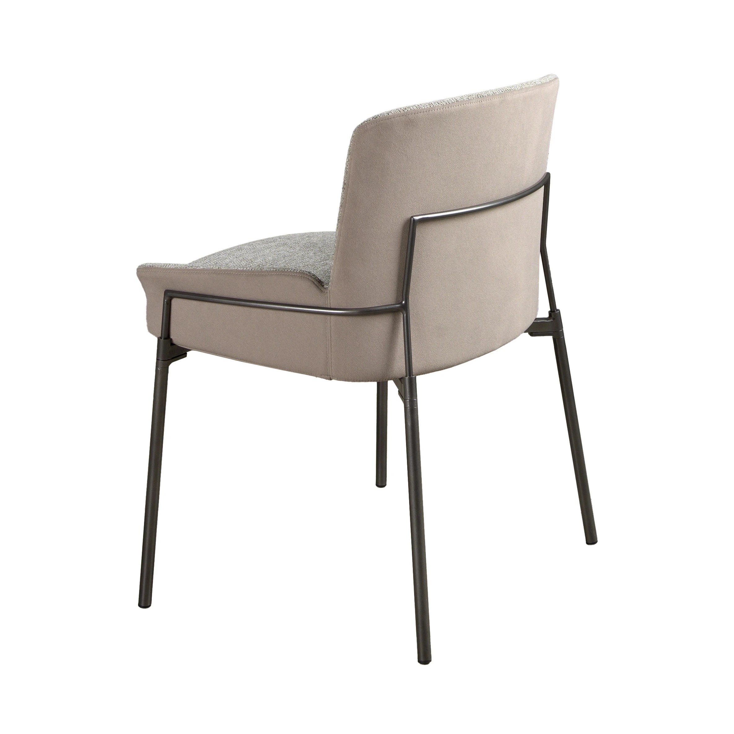 Chaise en tissu gris et velours marron