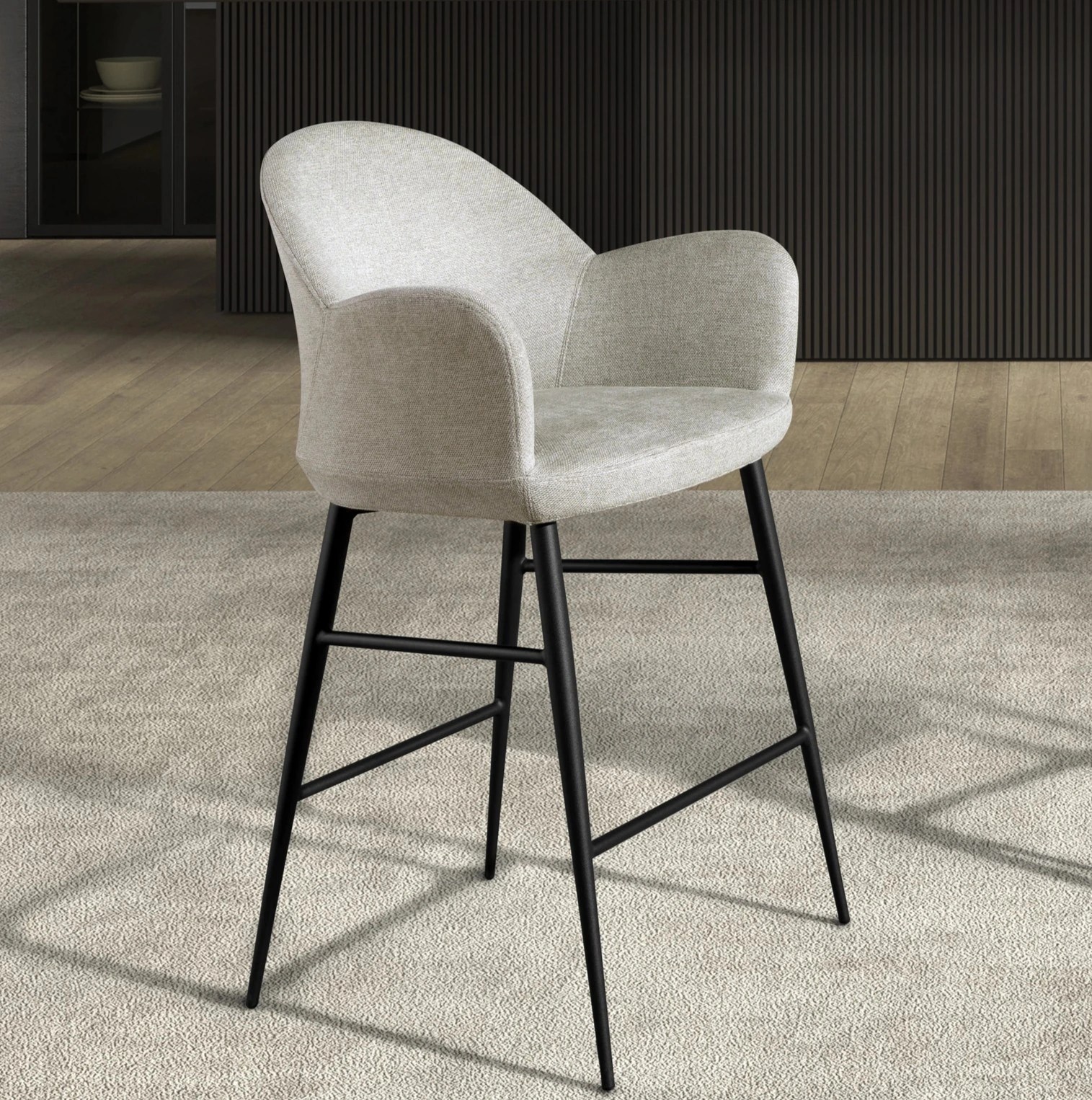 Tabouret en tissu gris clair