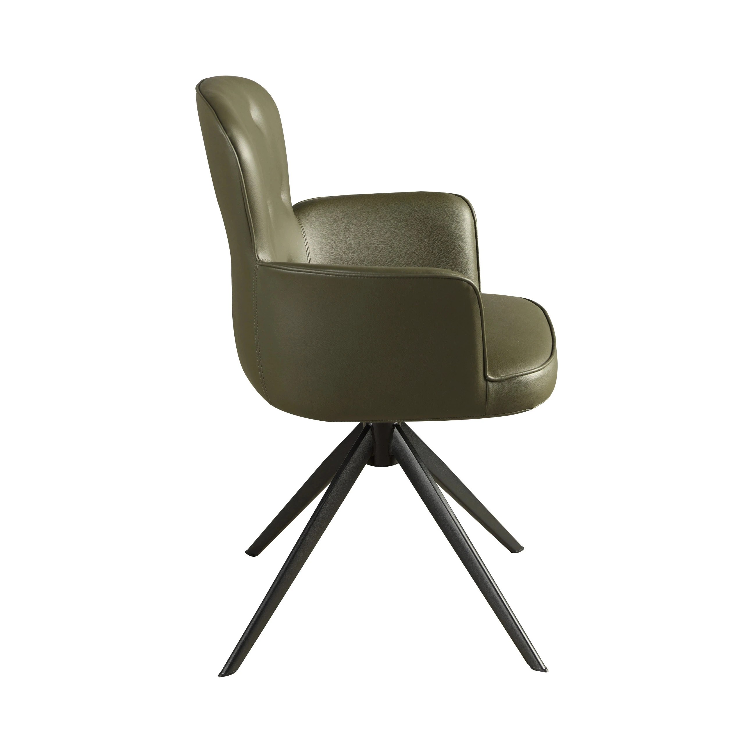 Chaise pivotante en simili-cuir vert foncé