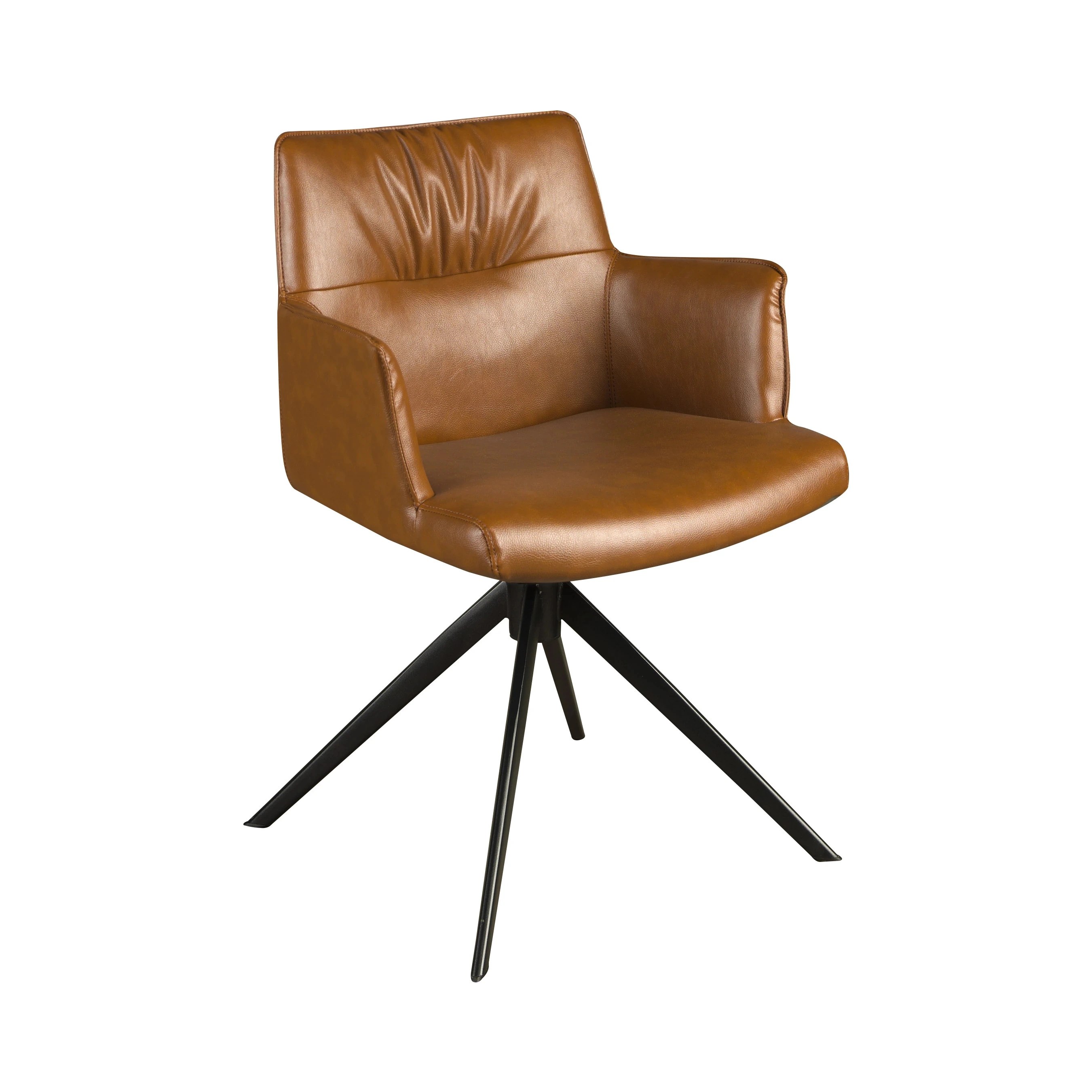 Chaise pivotante en simili-cuir marron cognac
