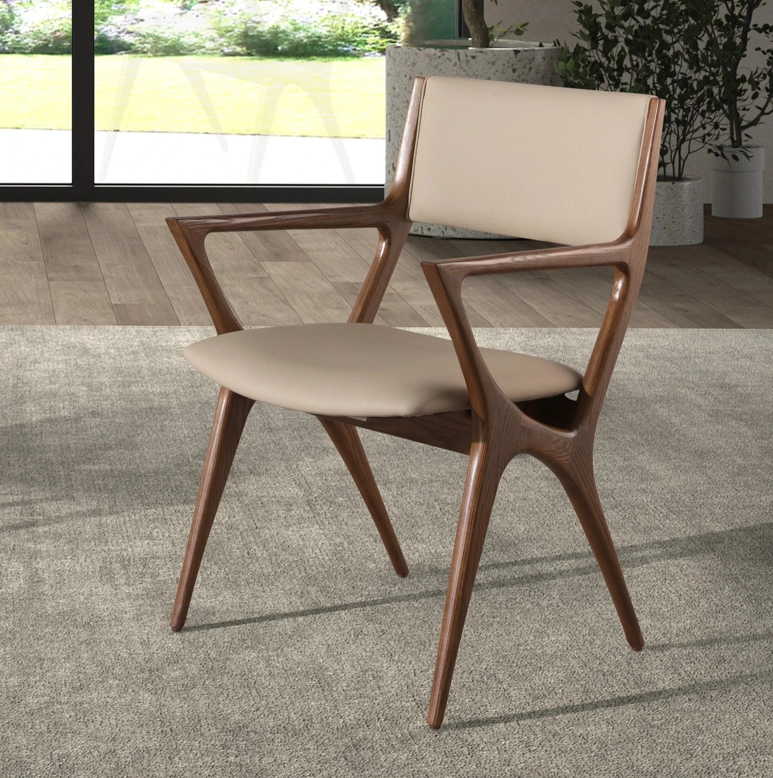 Chaise en similicuir vison