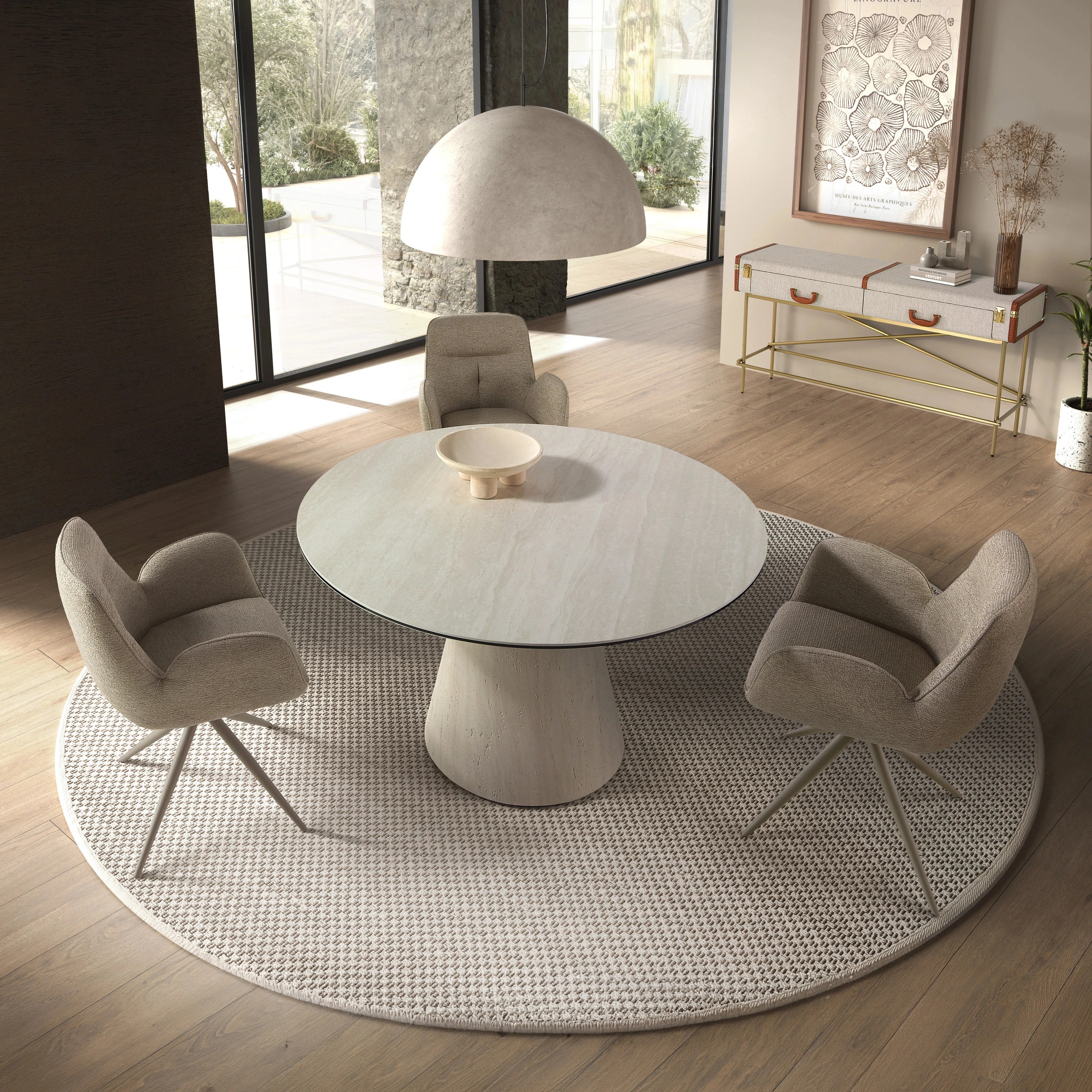 Chaise pivotante en tissu beige