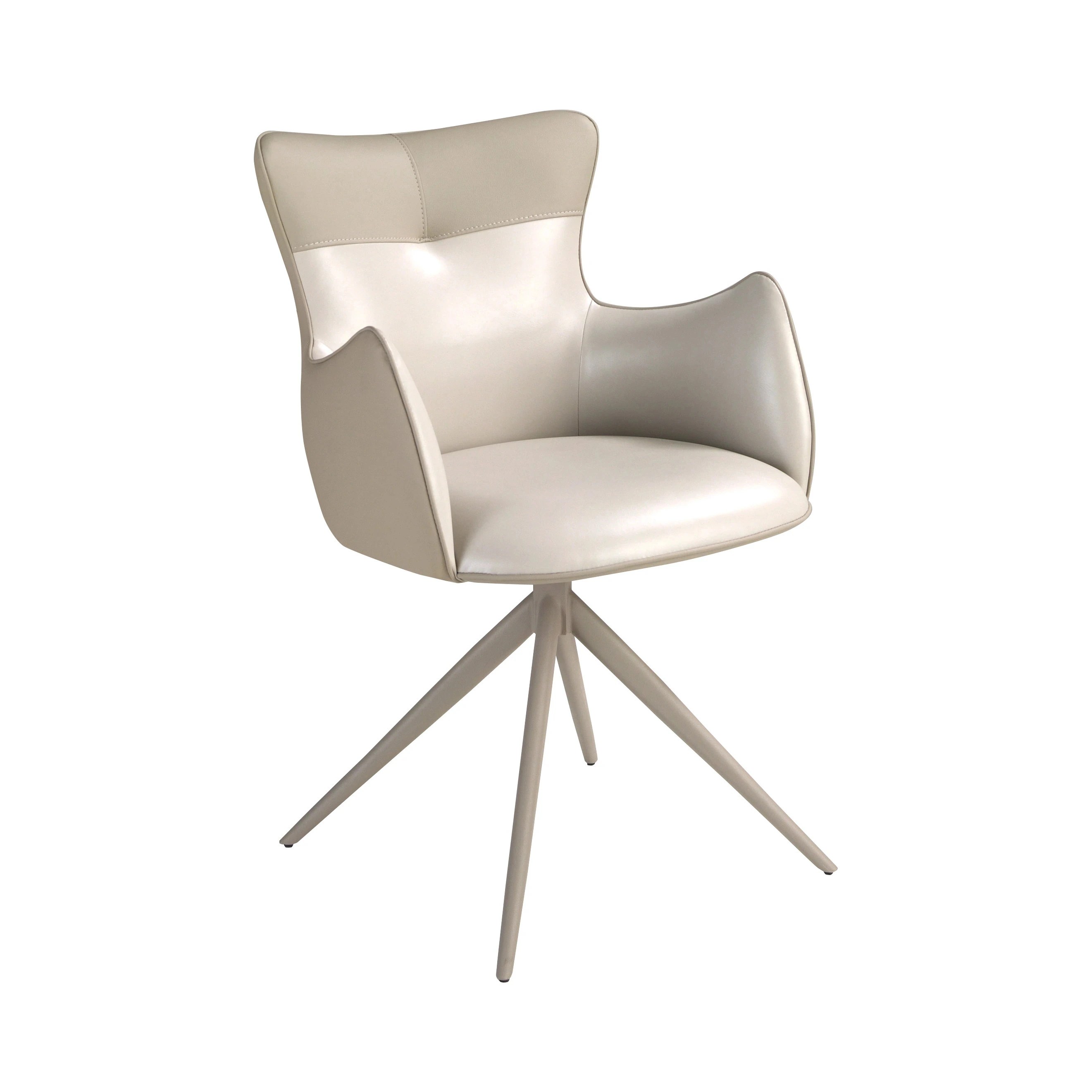Chaise pivotante en similicuir blanc cassé et greige