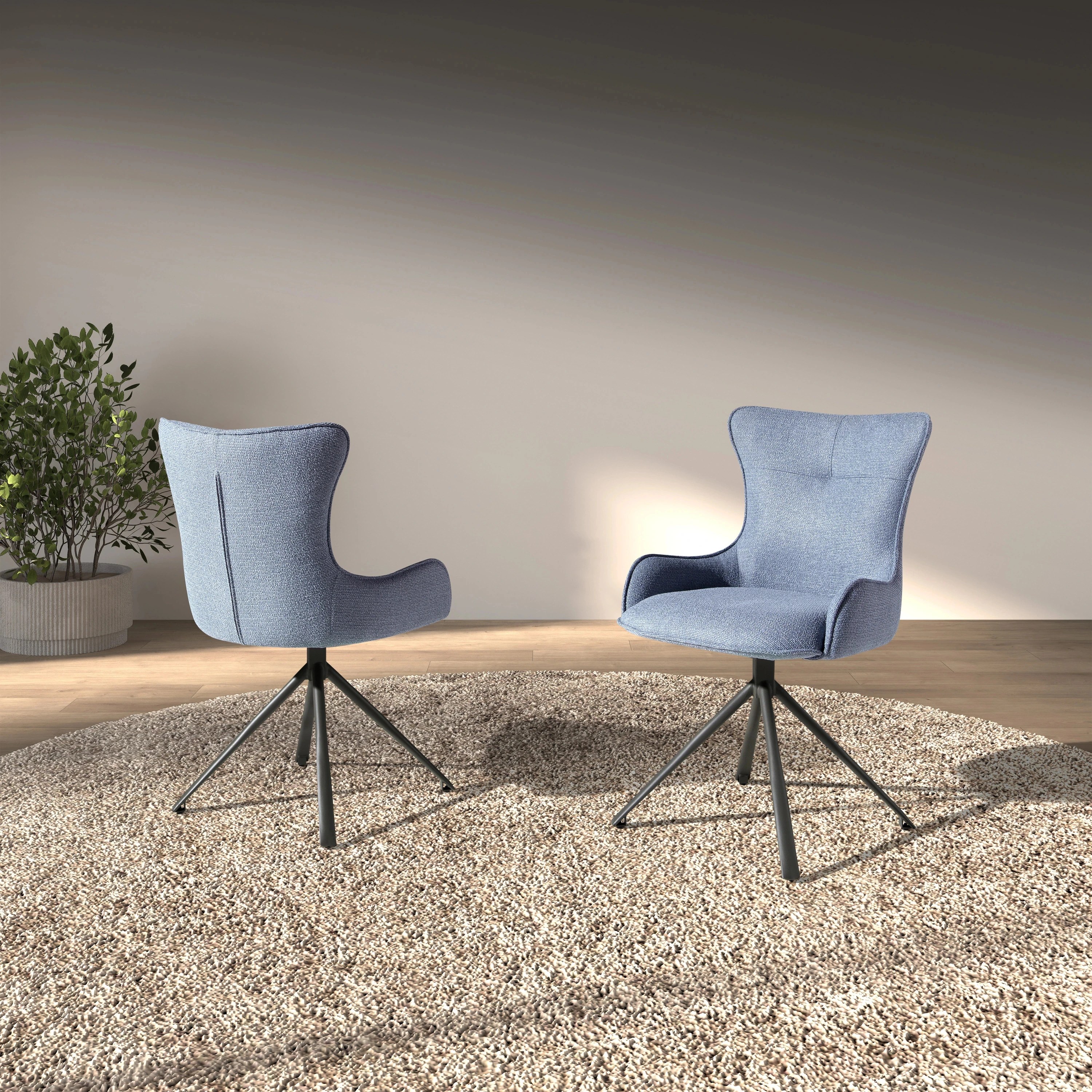 Chaise pivotante en tissu bleu