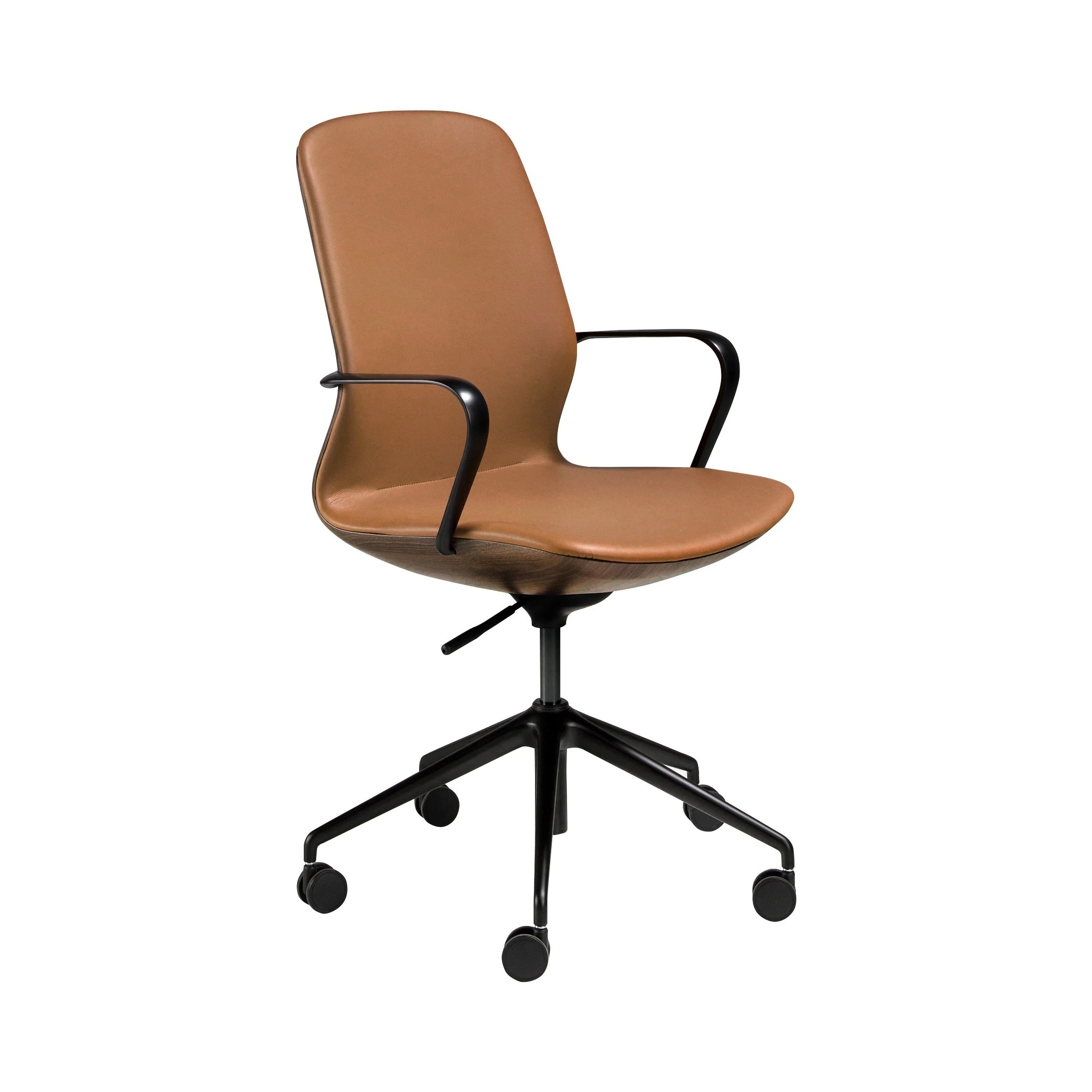 Fauteuil de bureau pivotant en similicuir marron
