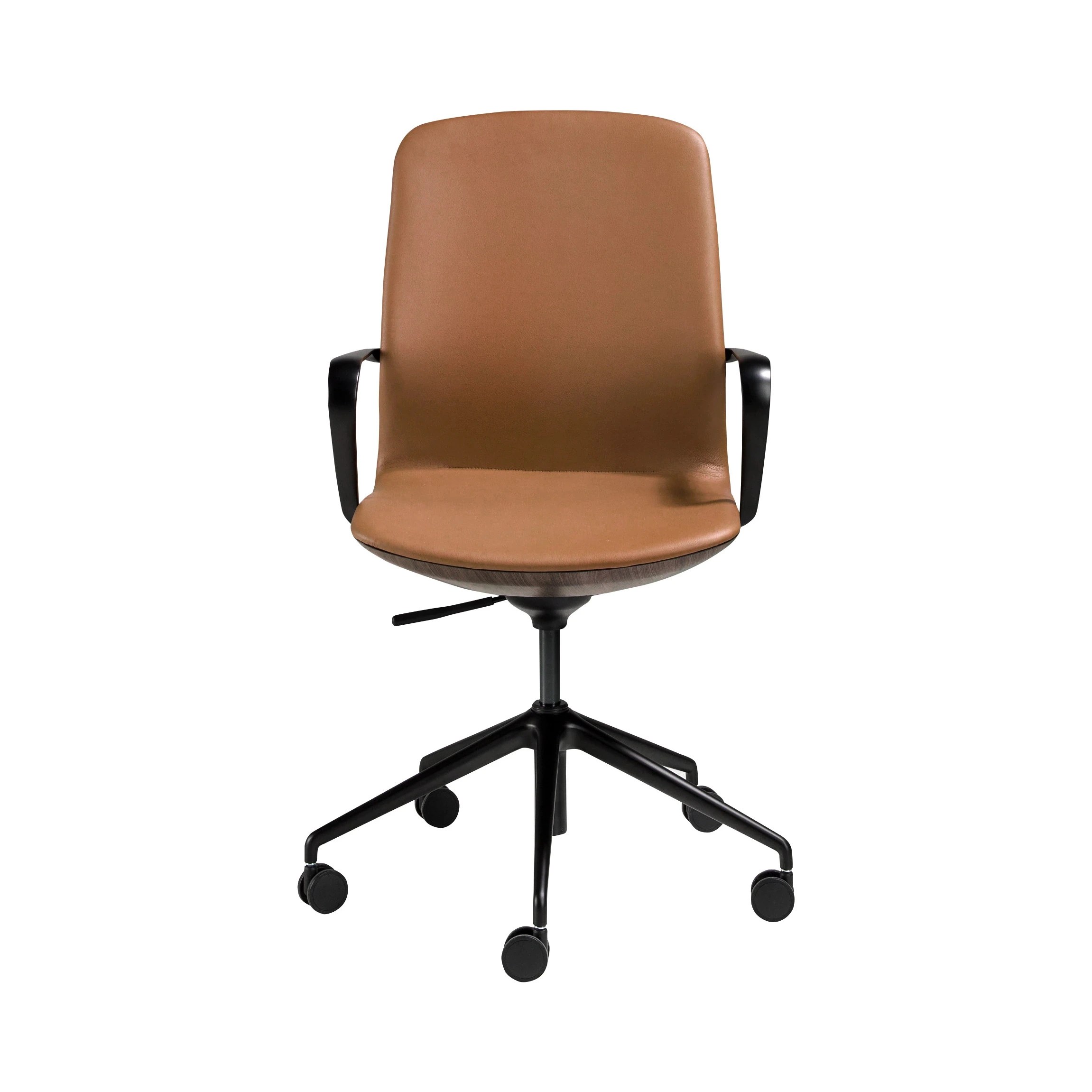 Fauteuil de bureau pivotant en similicuir marron