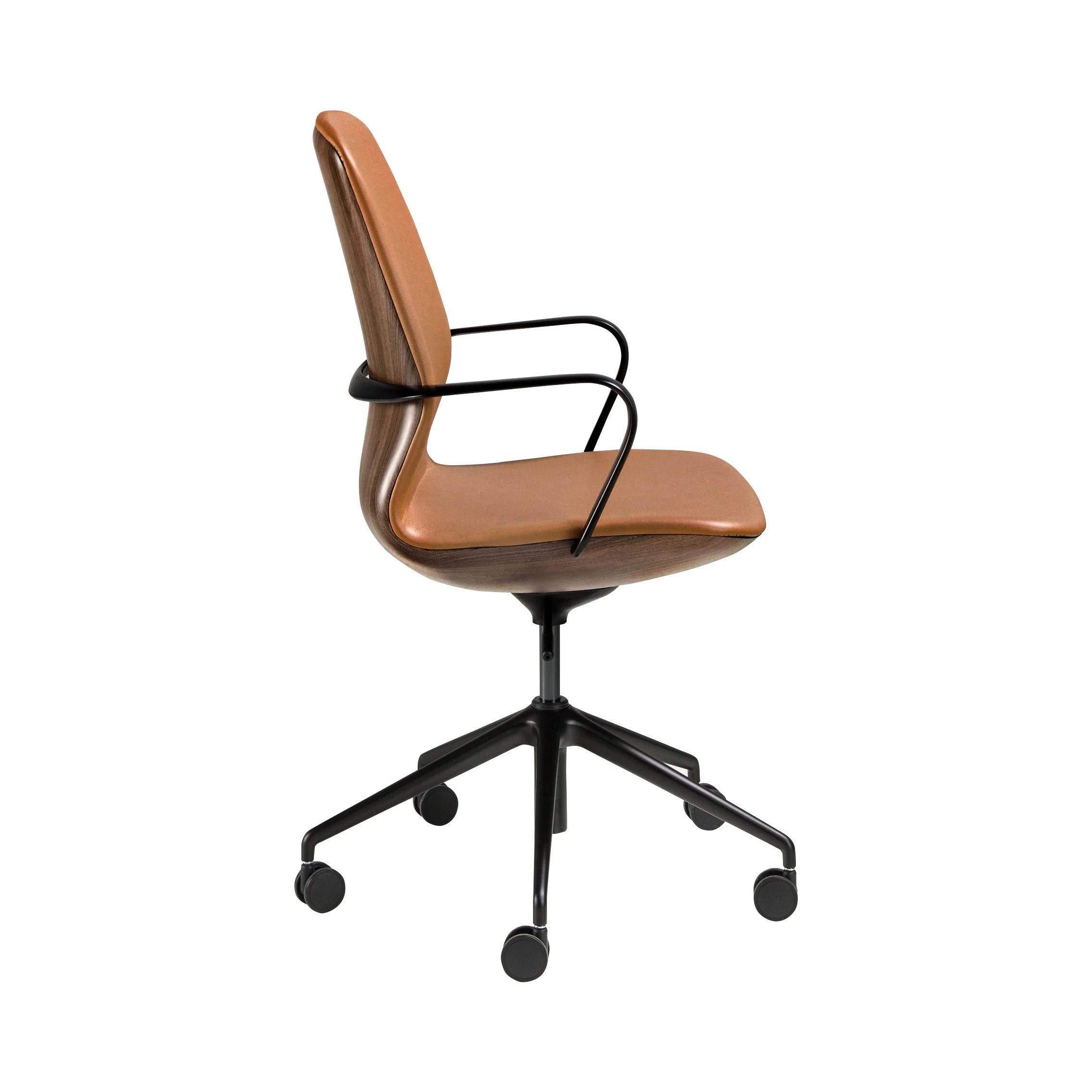 Fauteuil de bureau pivotant en similicuir marron