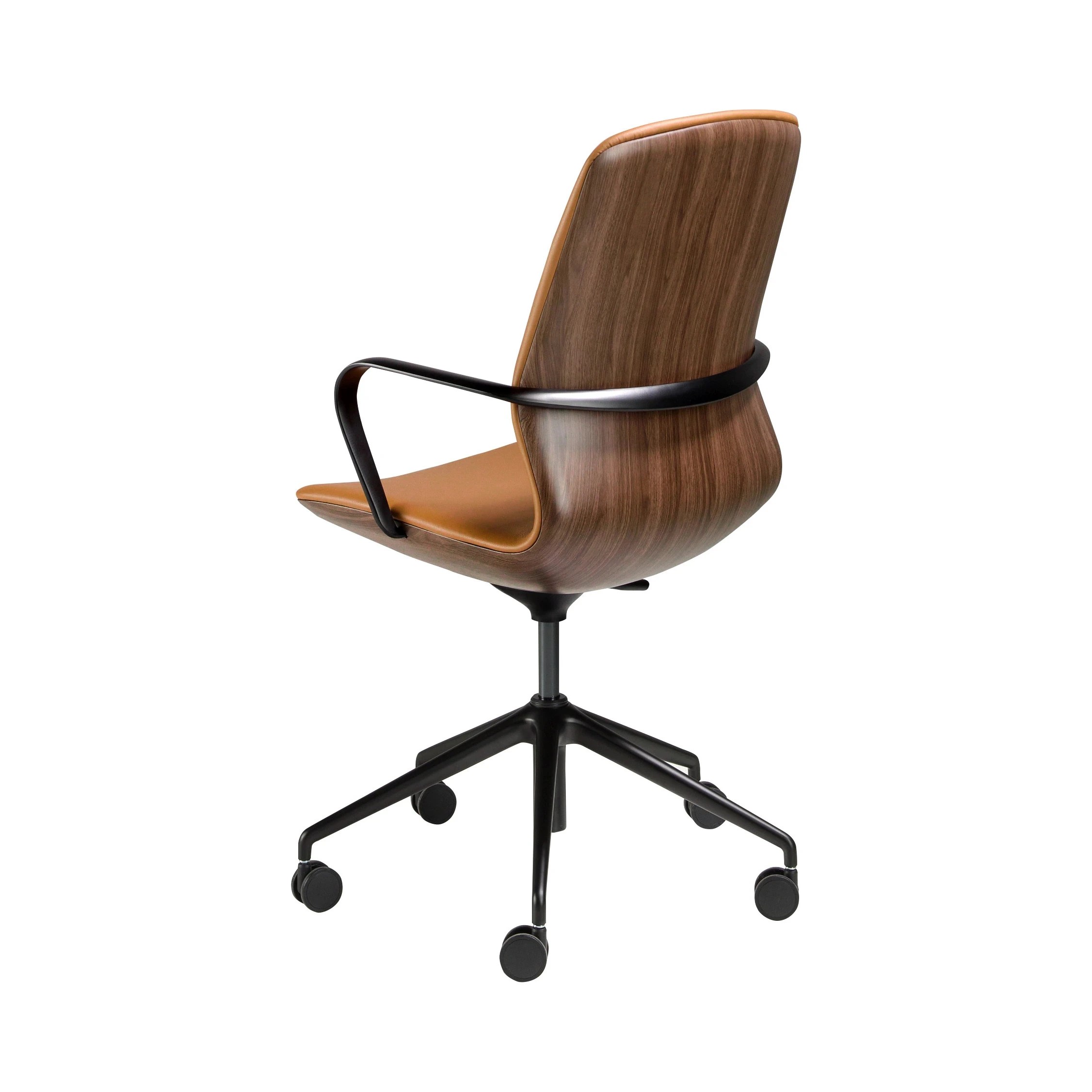 Fauteuil de bureau pivotant en similicuir marron