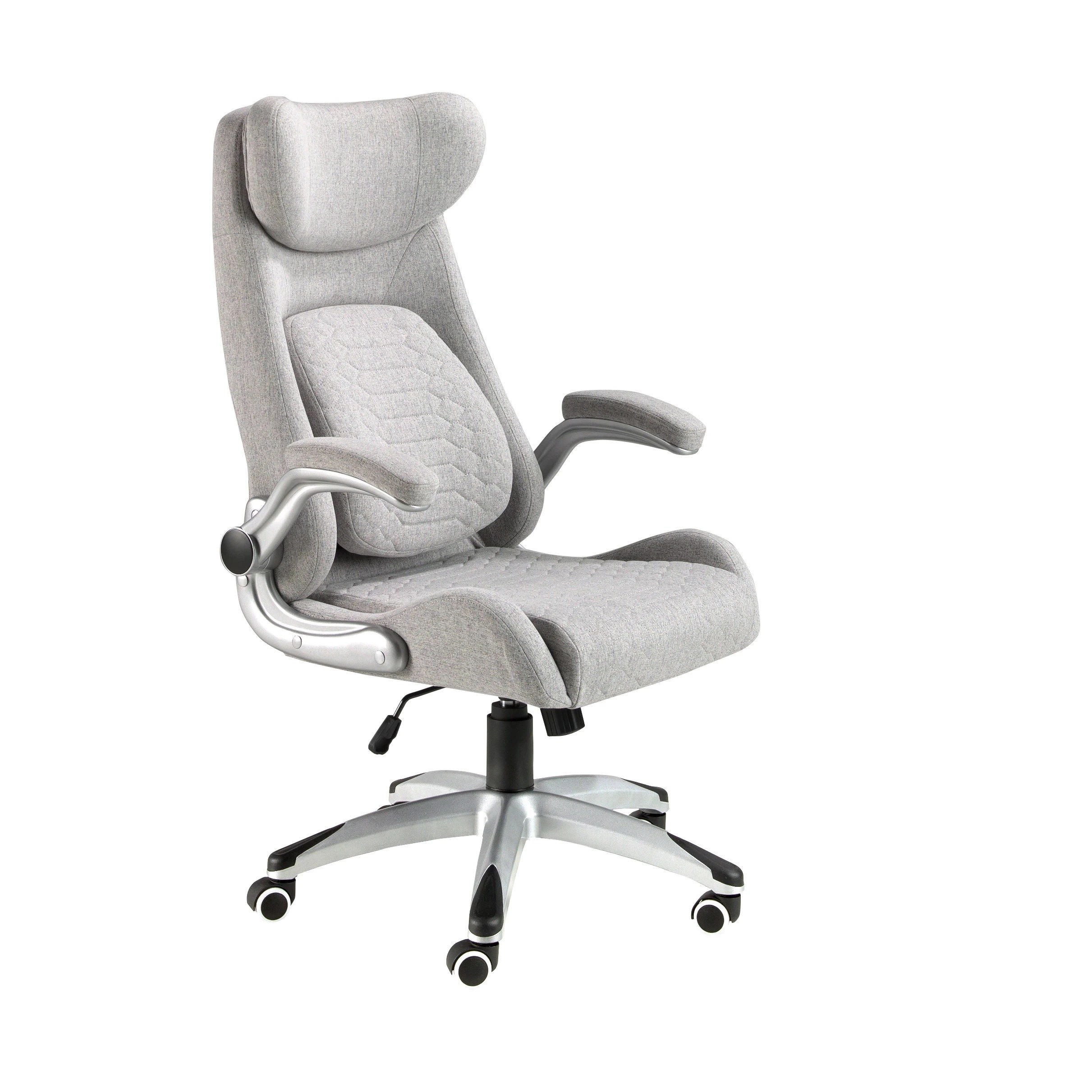 Fauteuil de bureau pivotant en tissu gris