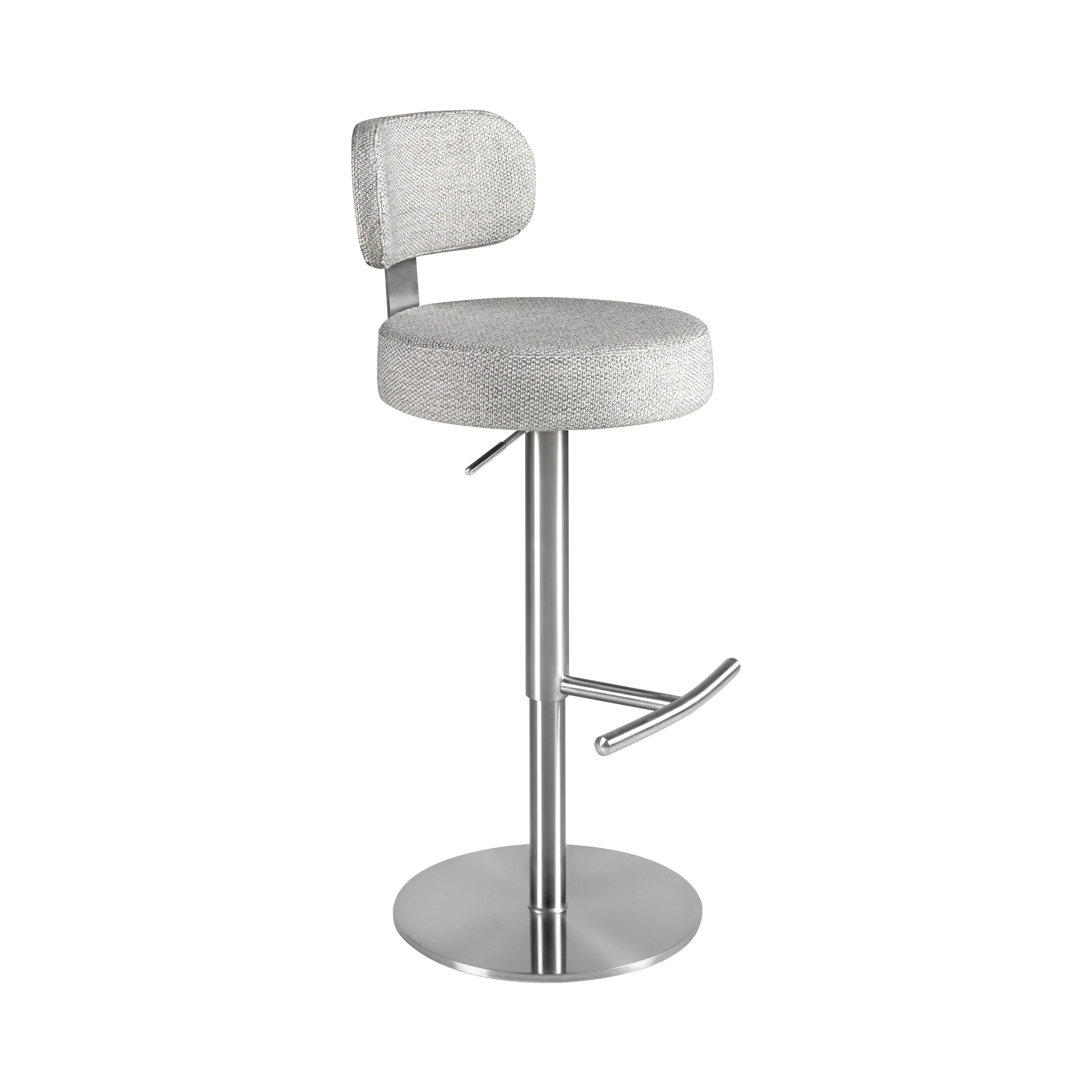 Tabouret pivotant en tissu gris clair marbré