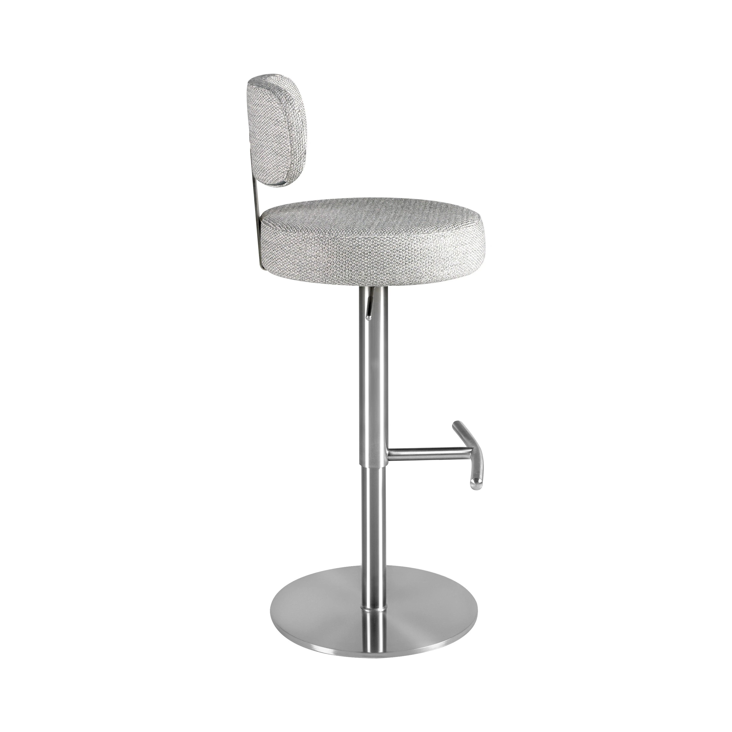 Tabouret pivotant en tissu gris clair marbré