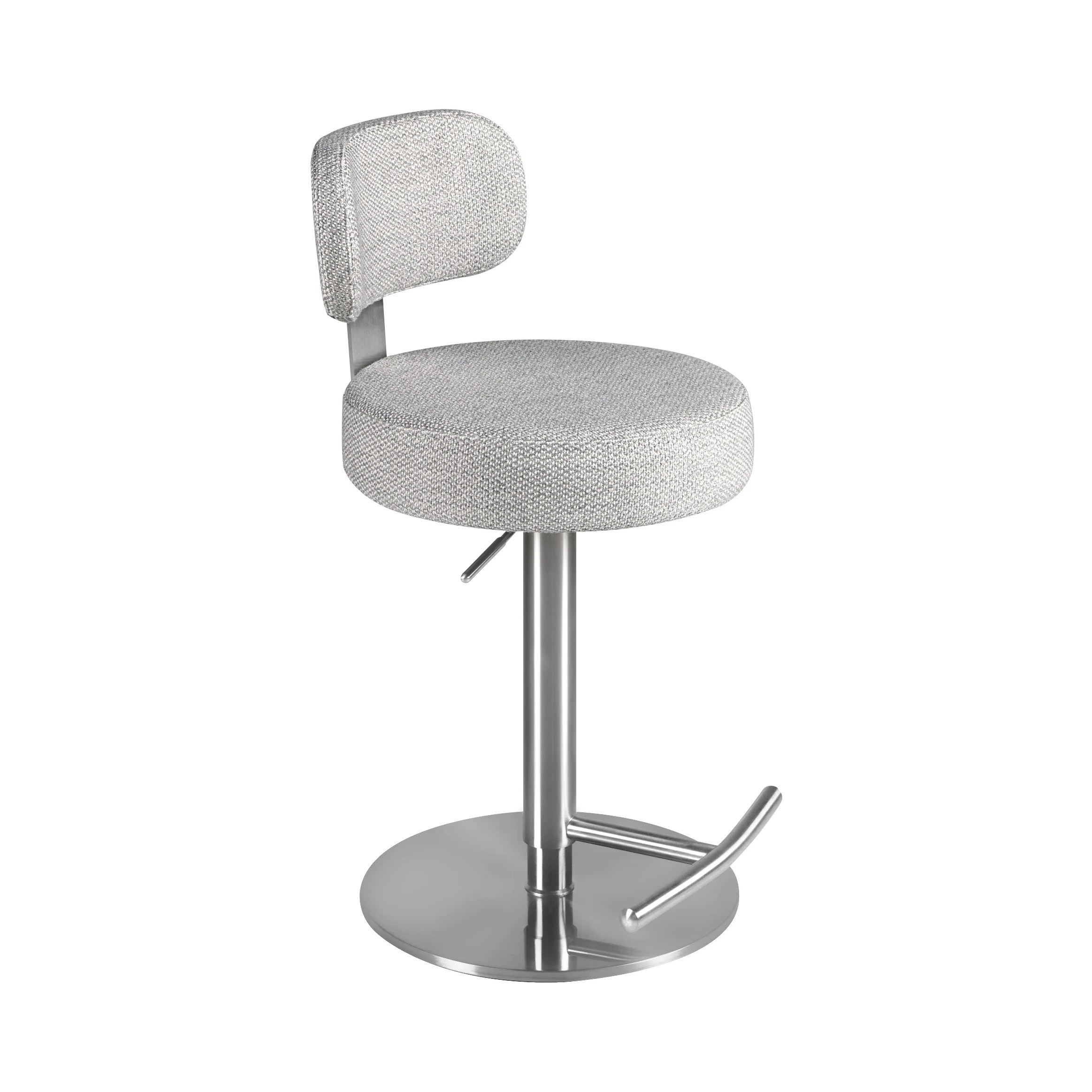 Tabouret pivotant en tissu gris clair marbré