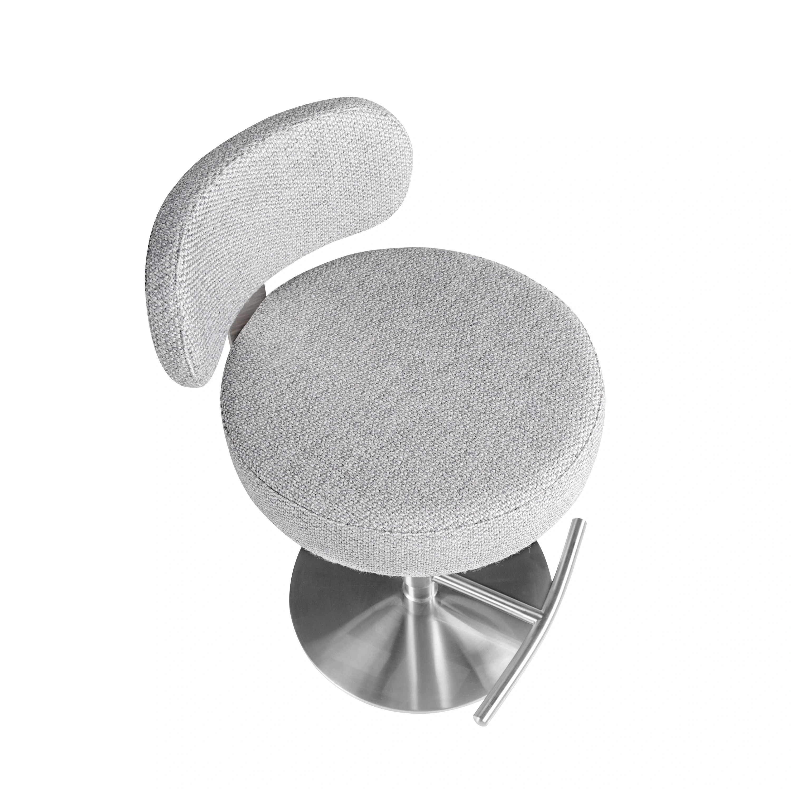 Tabouret pivotant en tissu gris clair marbré