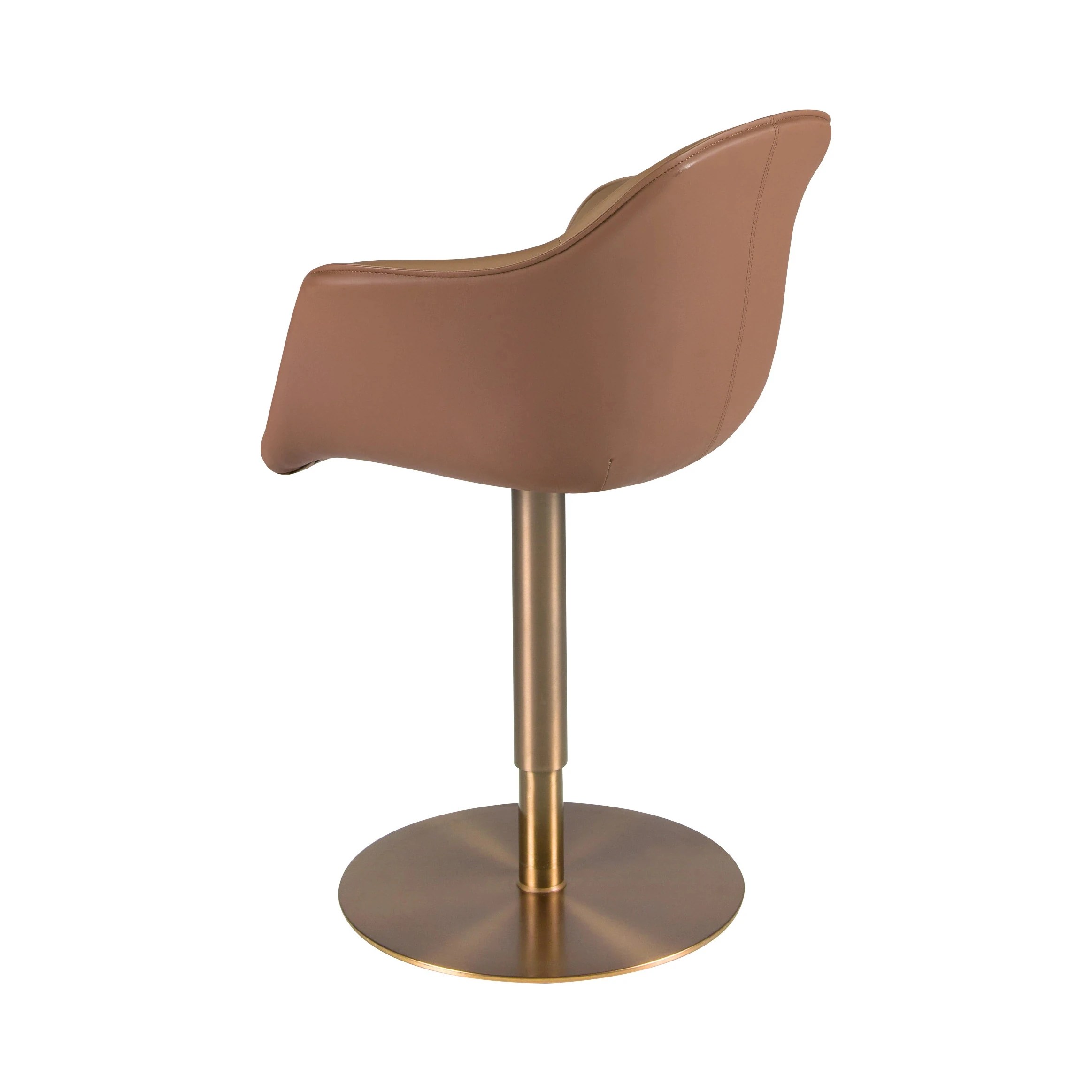 Chaise pivotante tissu marron terracotta et beige et similicuir marron
