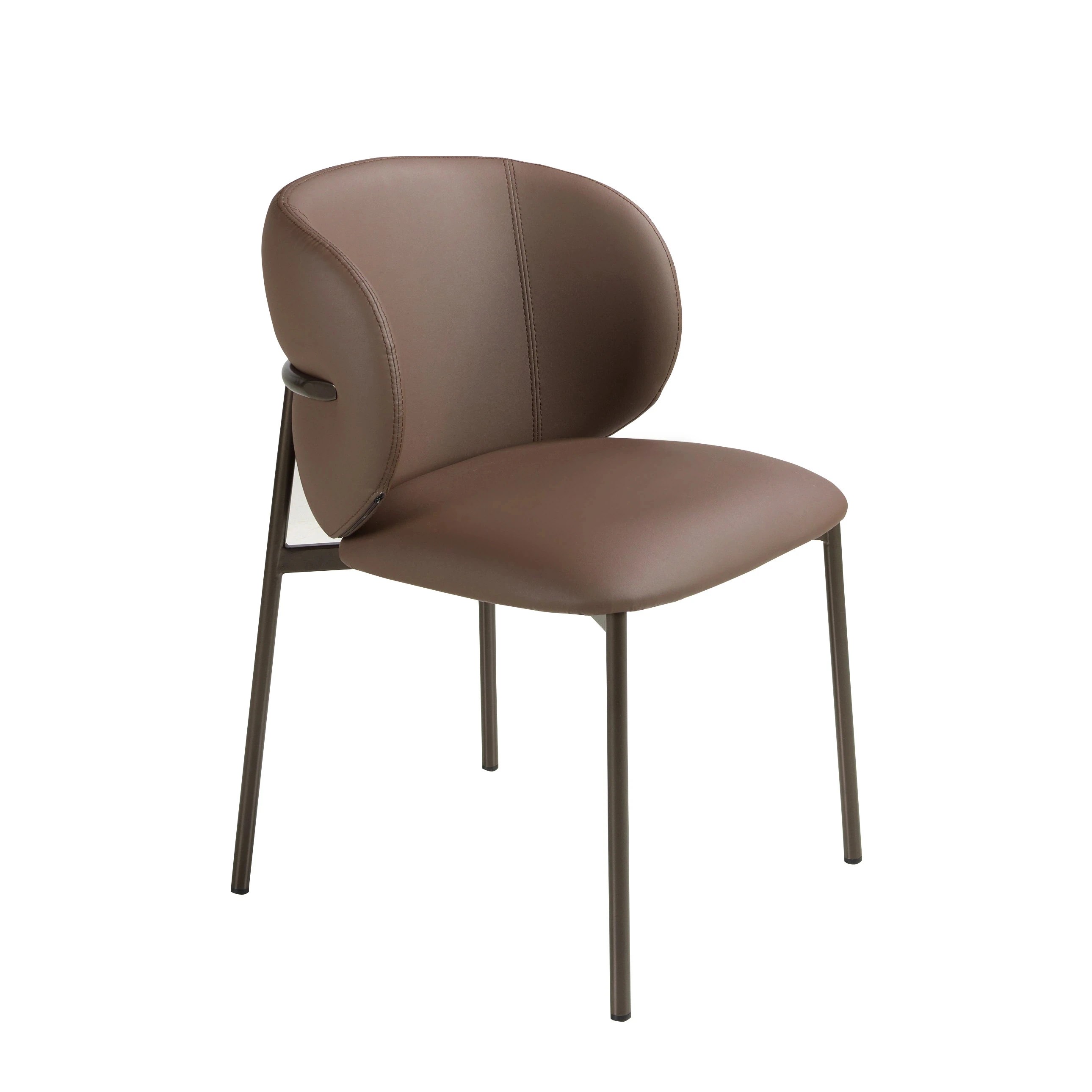 Chaise en similicuir marron foncé