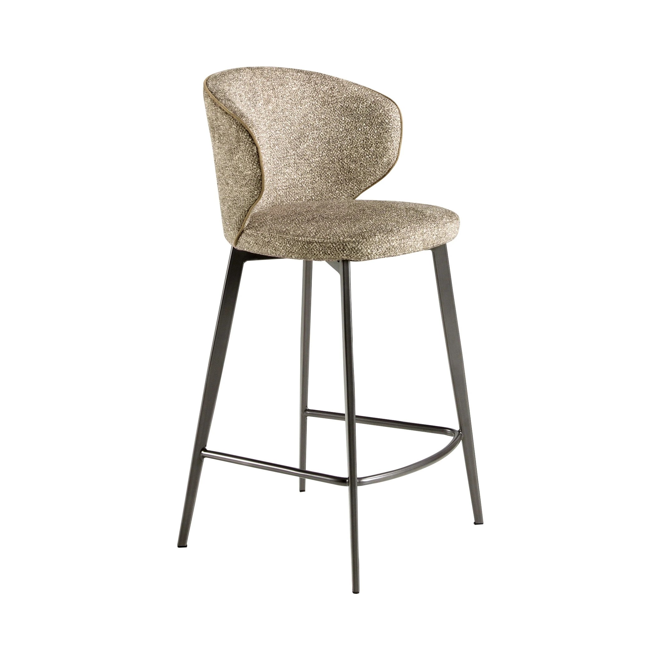 Tabouret en tissu marron chiné