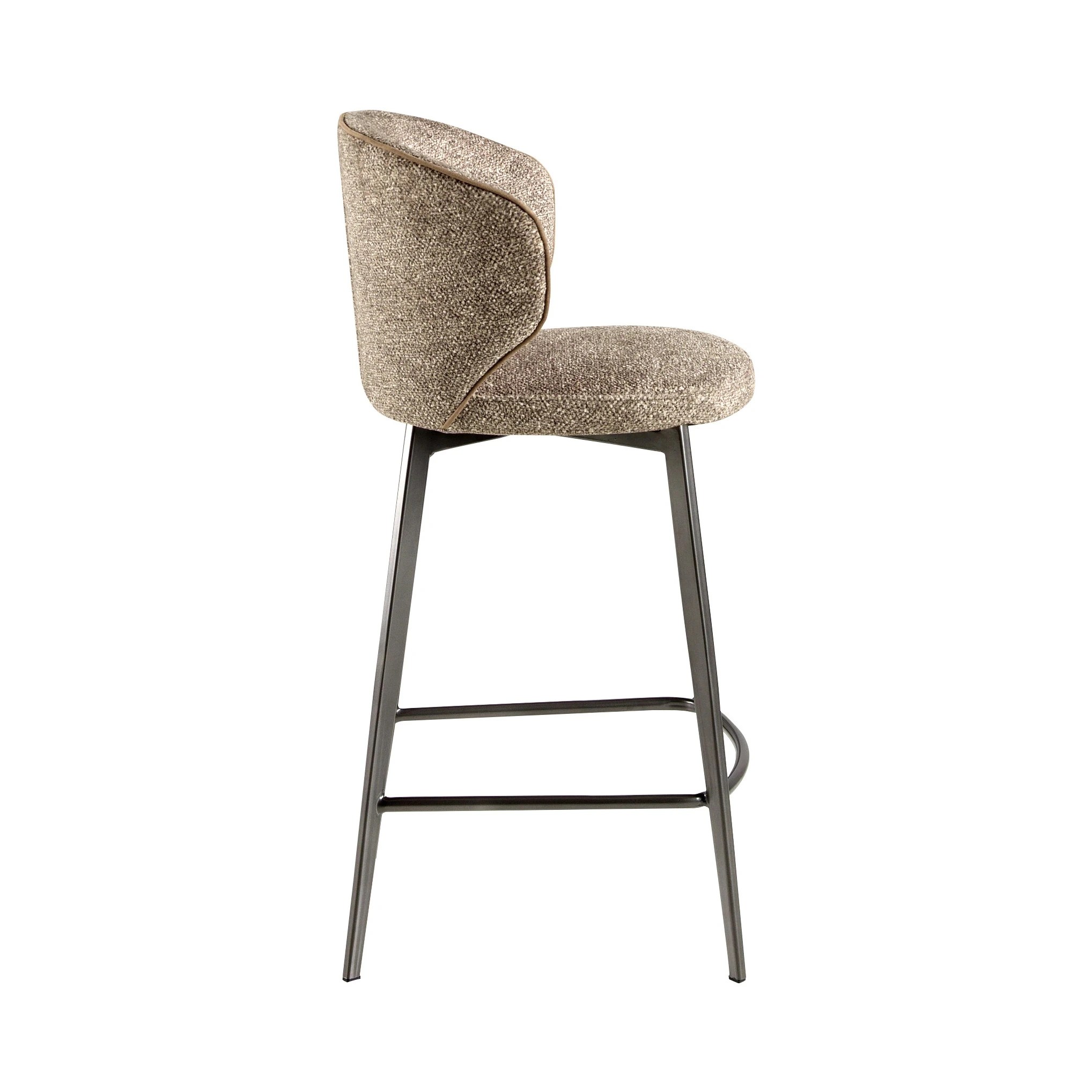 Tabouret en tissu marron chiné