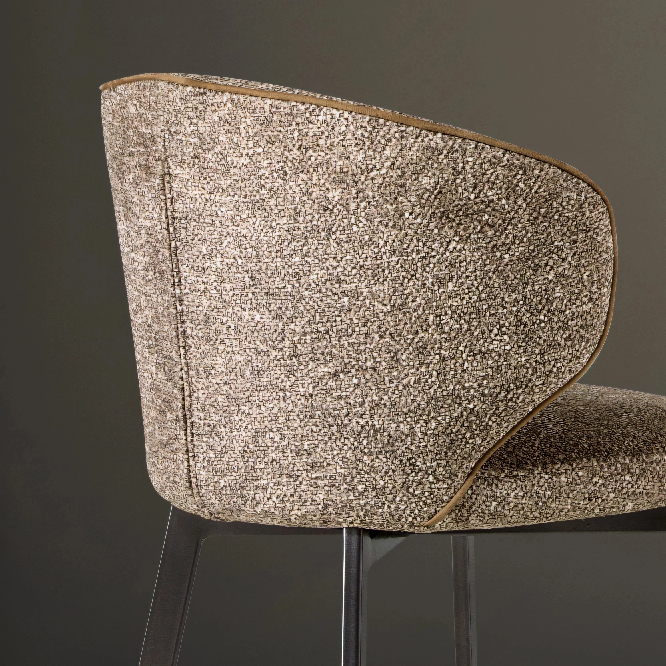 Tabouret en tissu marron chiné
