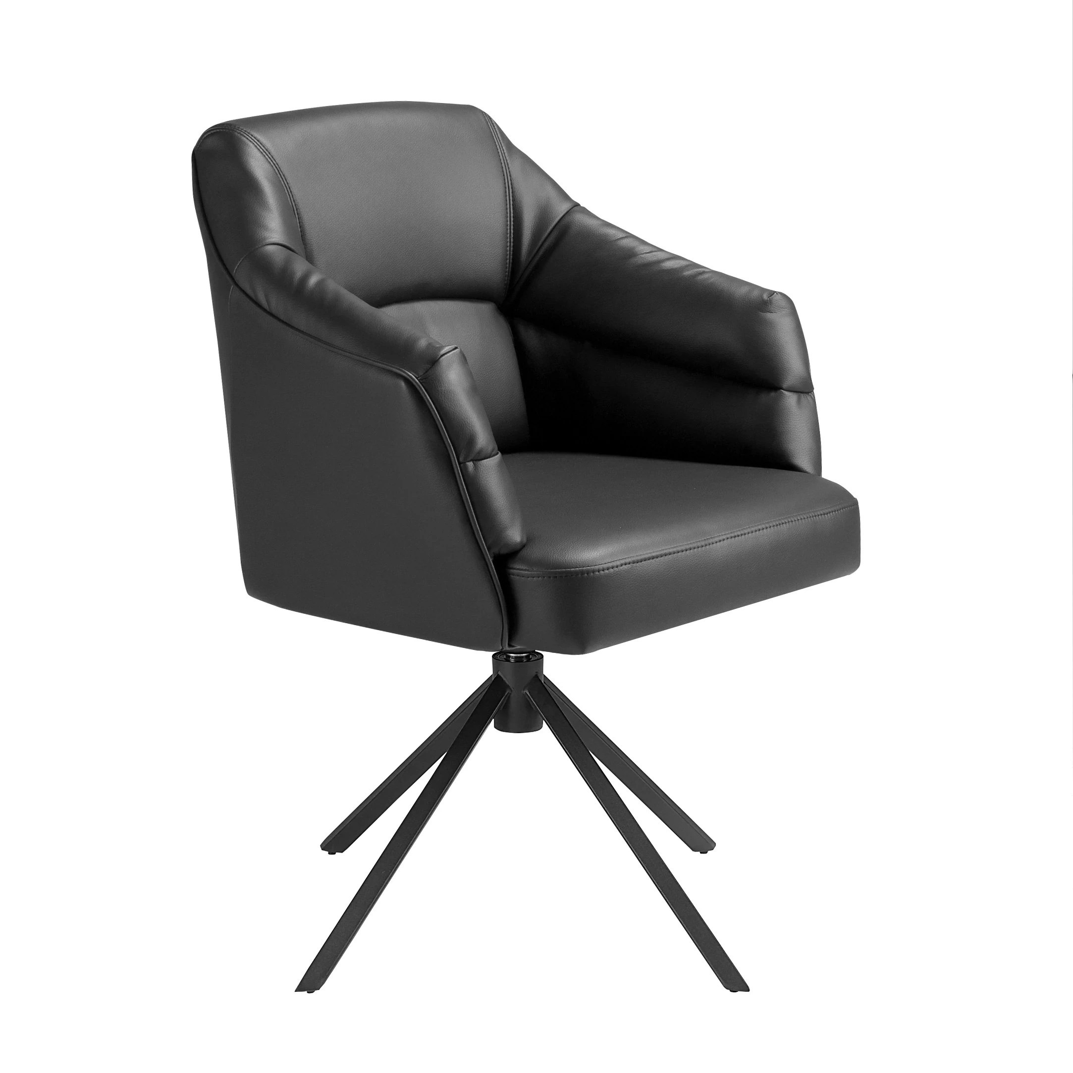 Chaise pivotante en similicuir noir