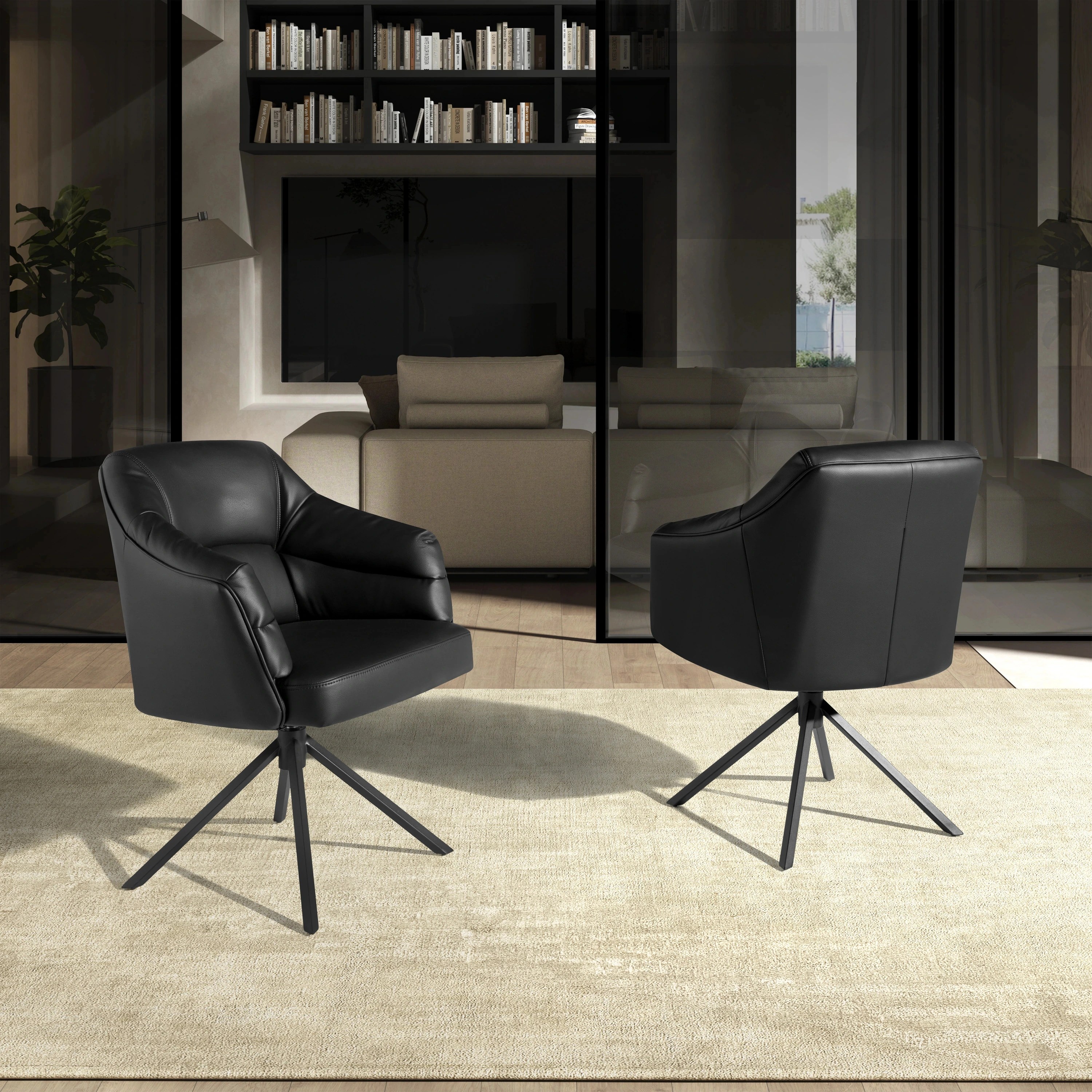 Chaise pivotante en similicuir noir