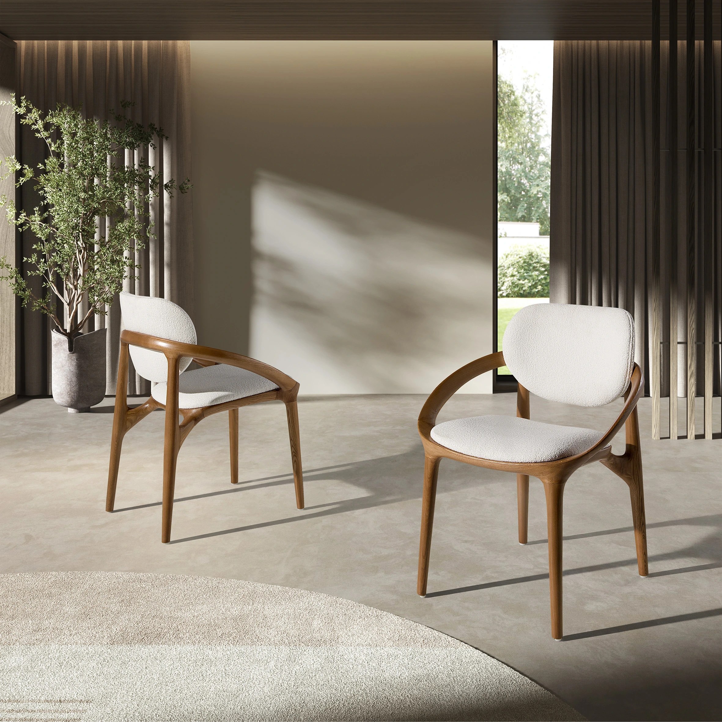 Chaise en tissu blanc cassé