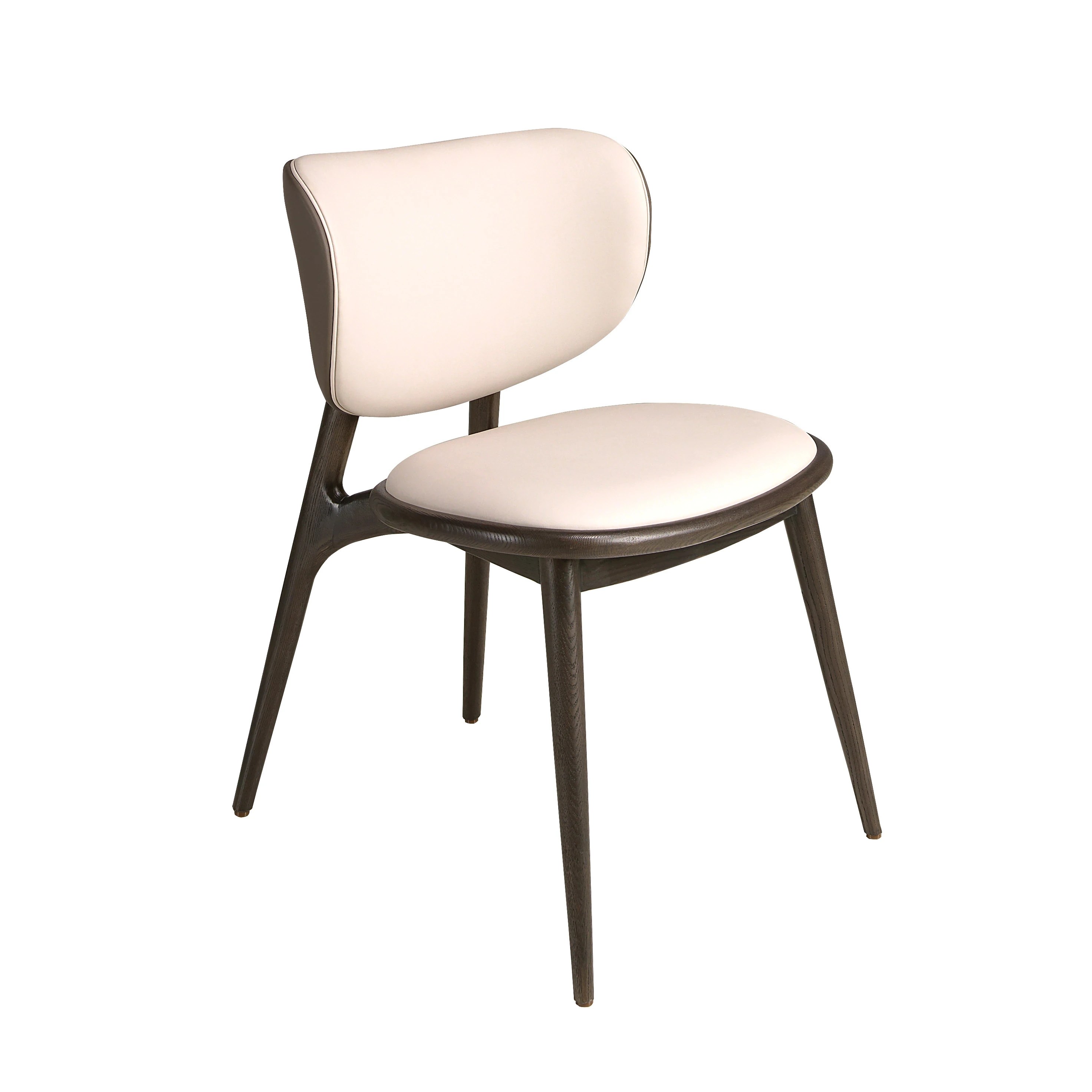 Chaise en similicuir crème et gris foncé