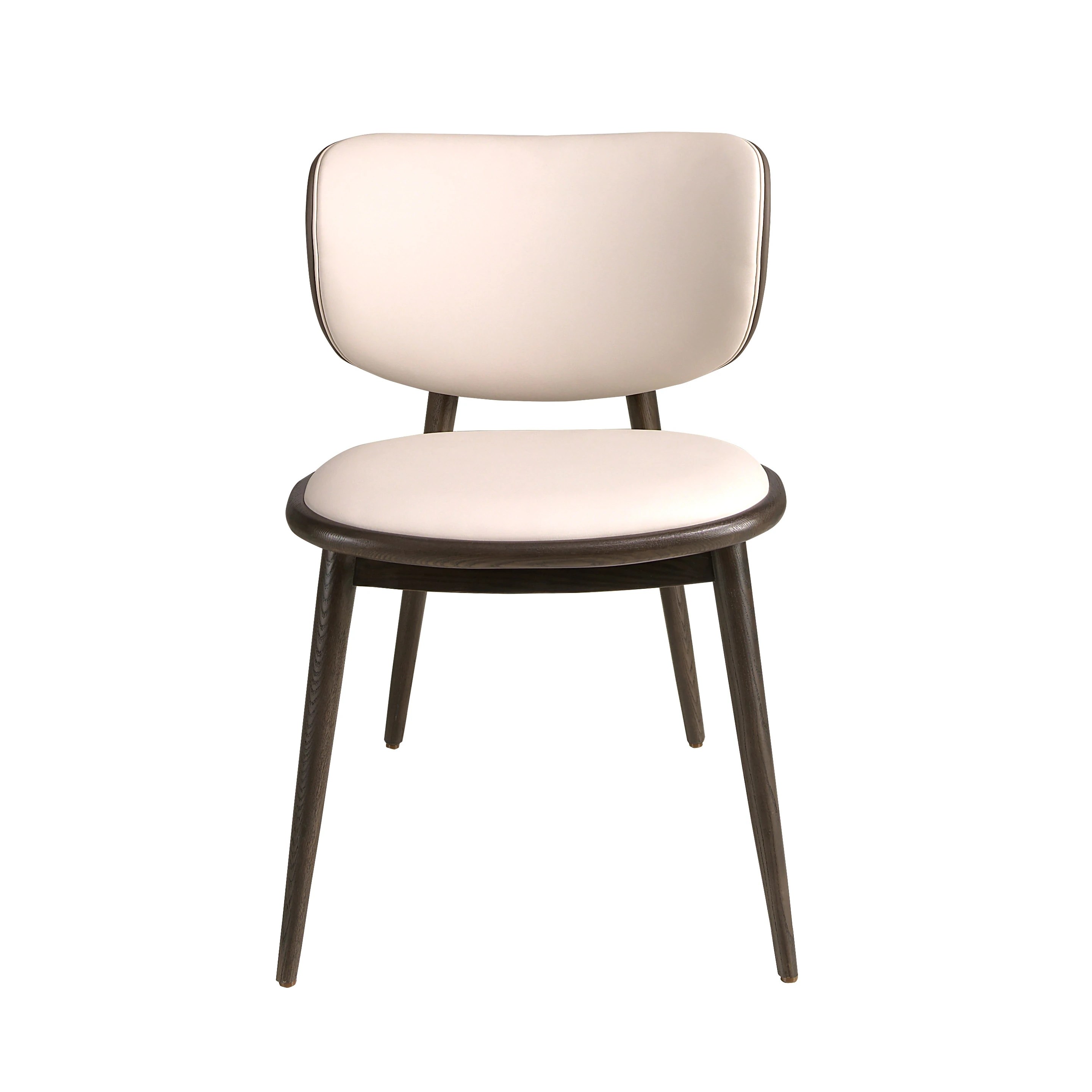 Chaise en similicuir crème et gris foncé