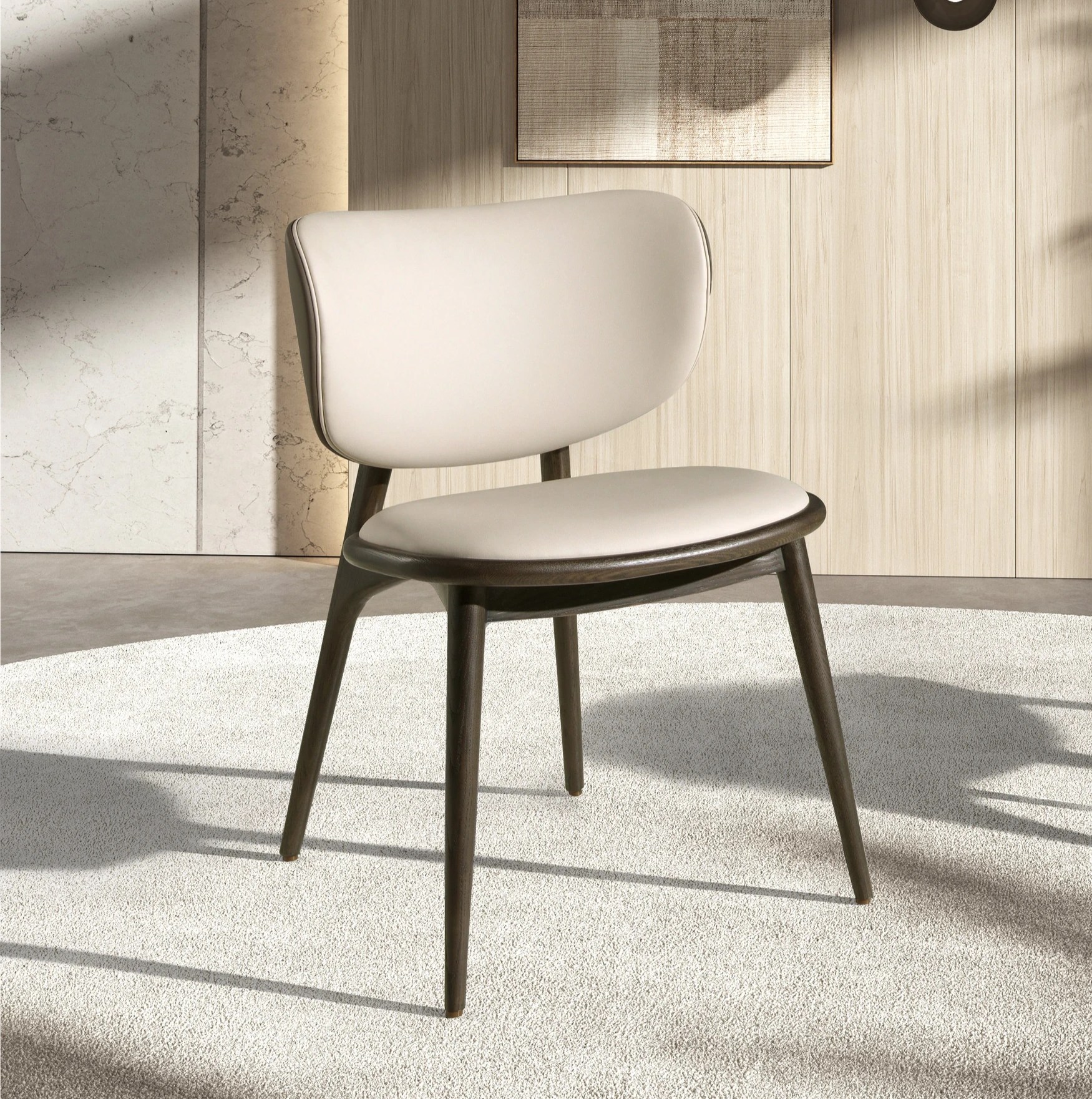 Chaise en similicuir crème et gris foncé