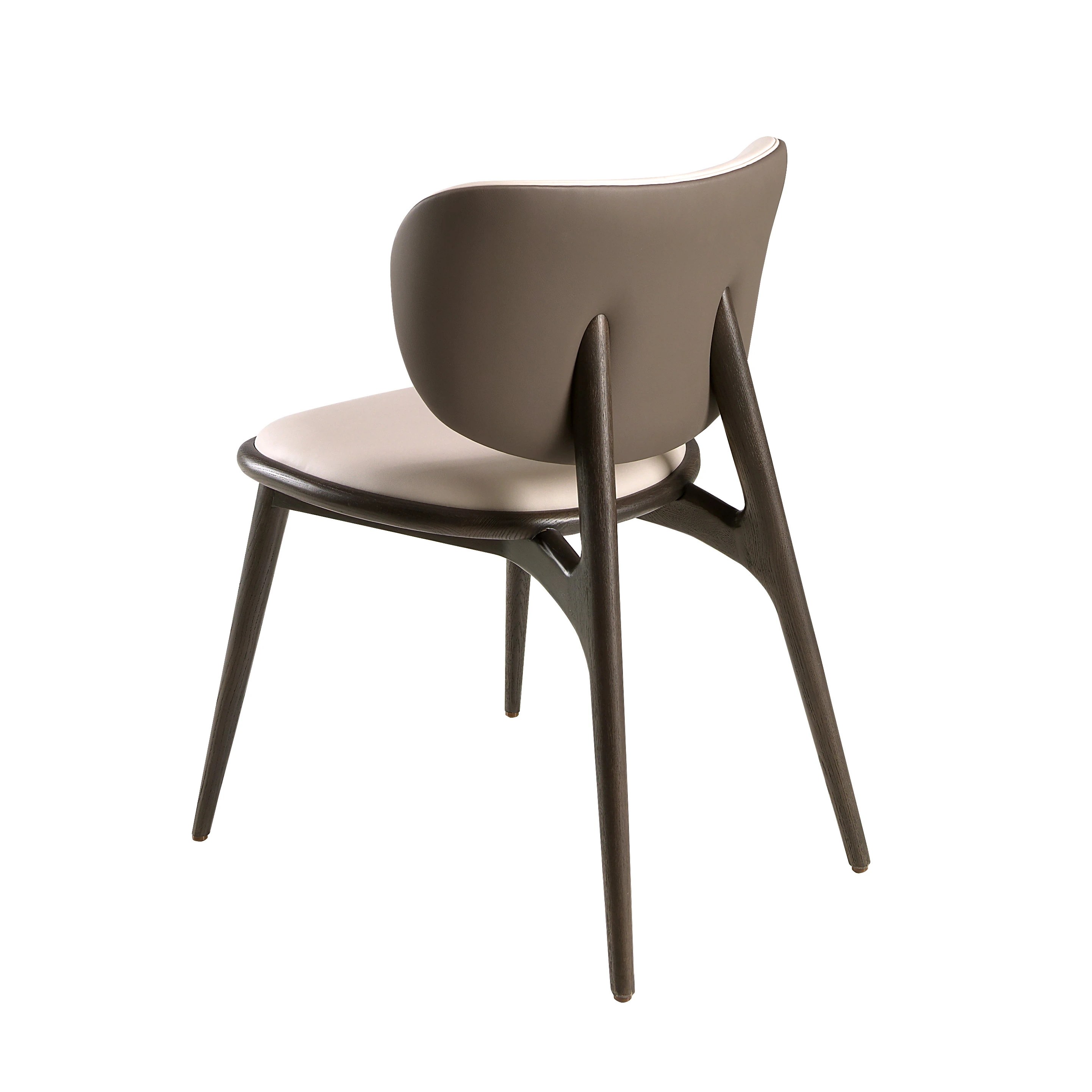 Chaise en similicuir crème et gris foncé