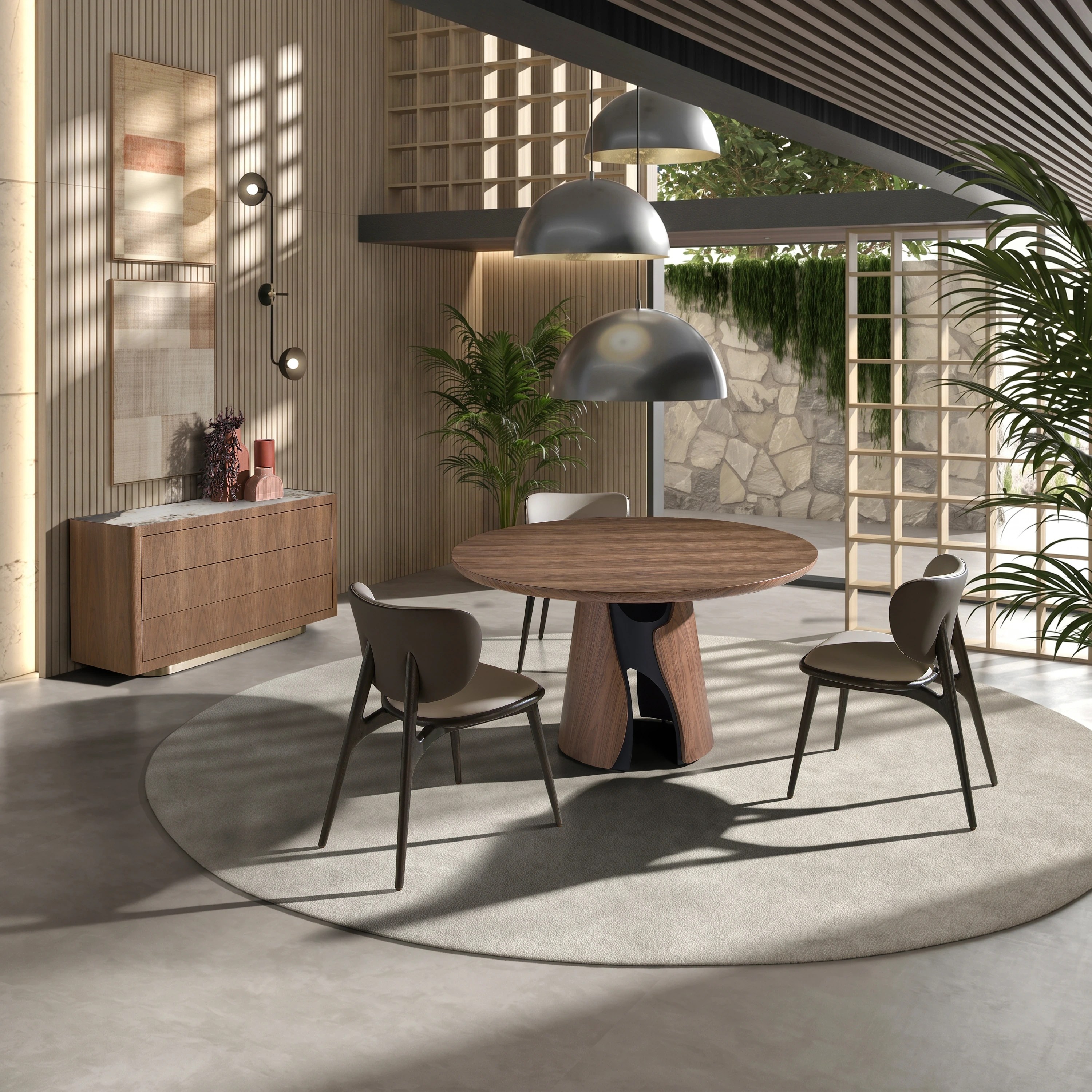 Chaise en similicuir crème et gris foncé
