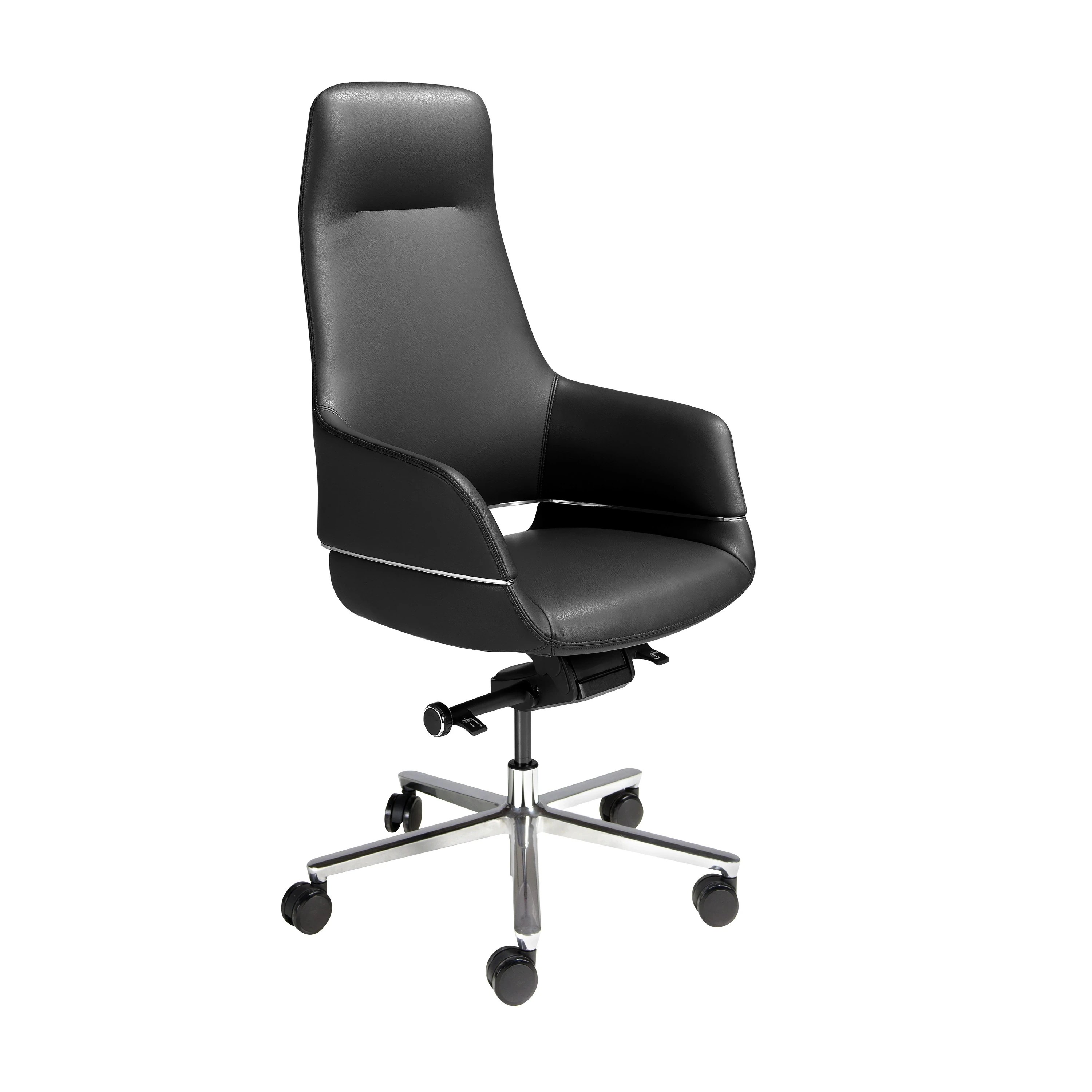 Chaise de bureau pivotante en similicuir noir