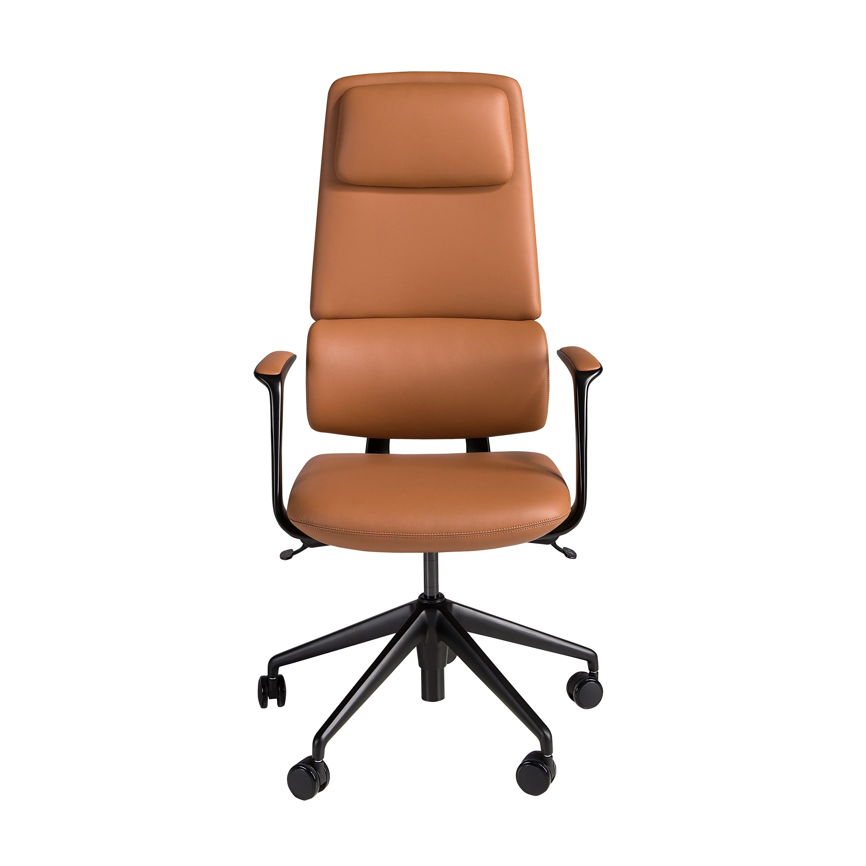 Chaise de bureau pivotante en similicuir marron