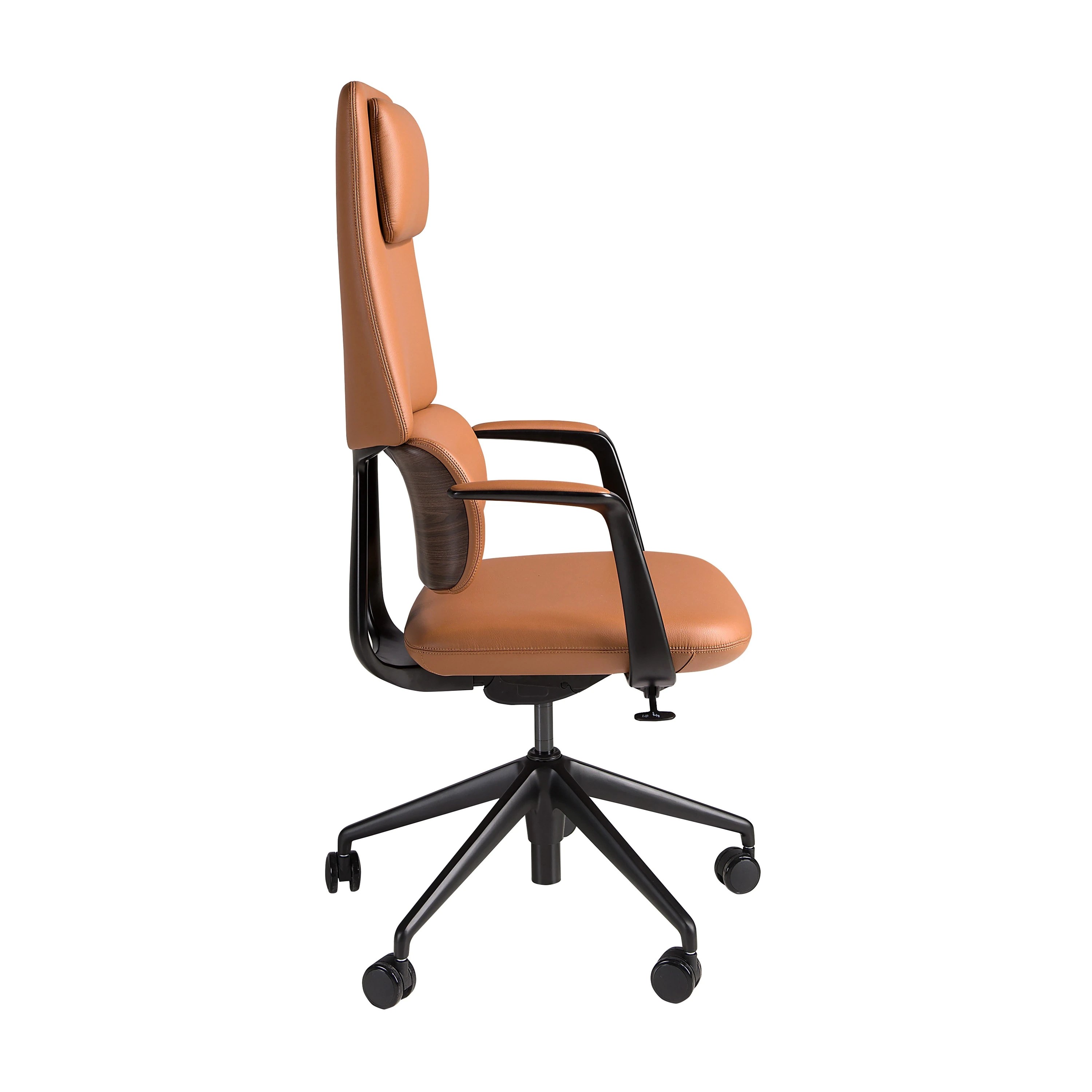 Chaise de bureau pivotante en similicuir marron