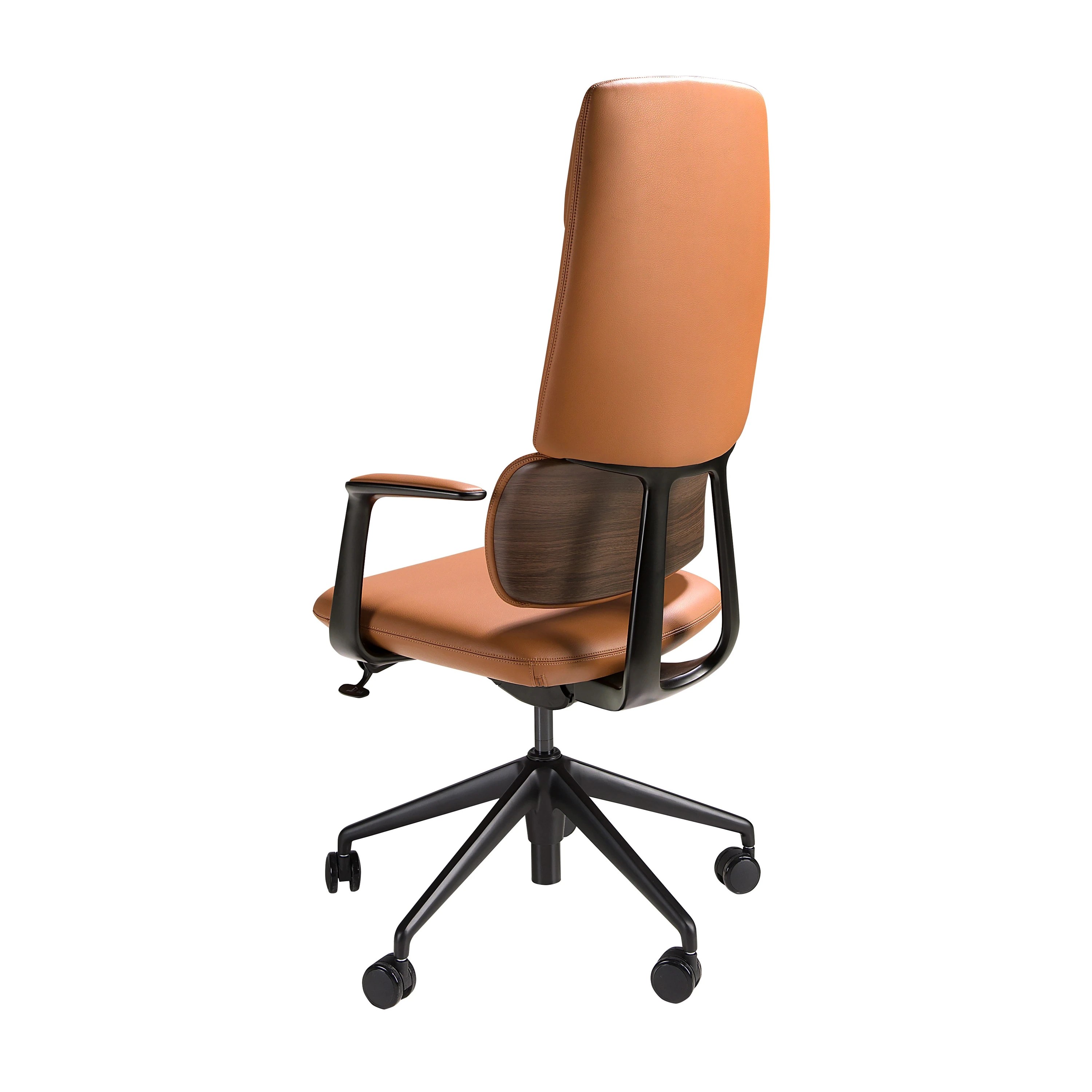 Chaise de bureau pivotante en similicuir marron