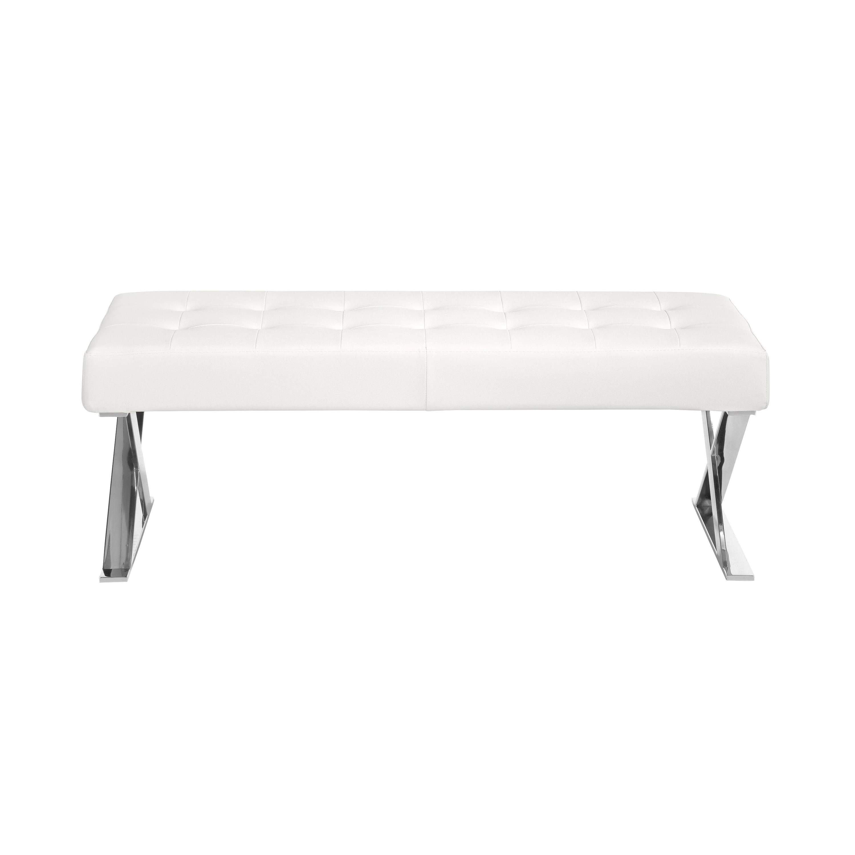 Banc similicuir blanc 120×45×42