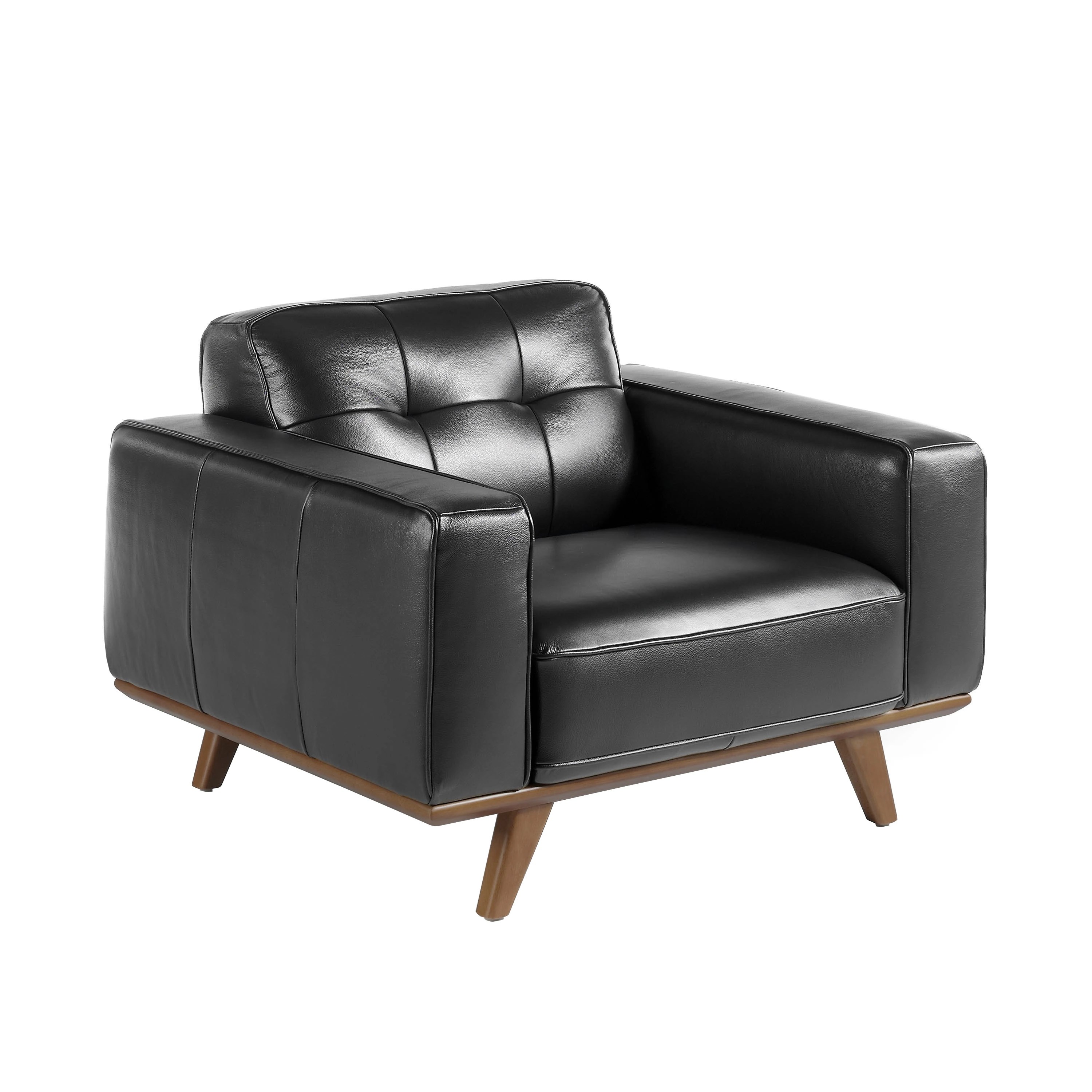 Fauteuil chester en cuir noir