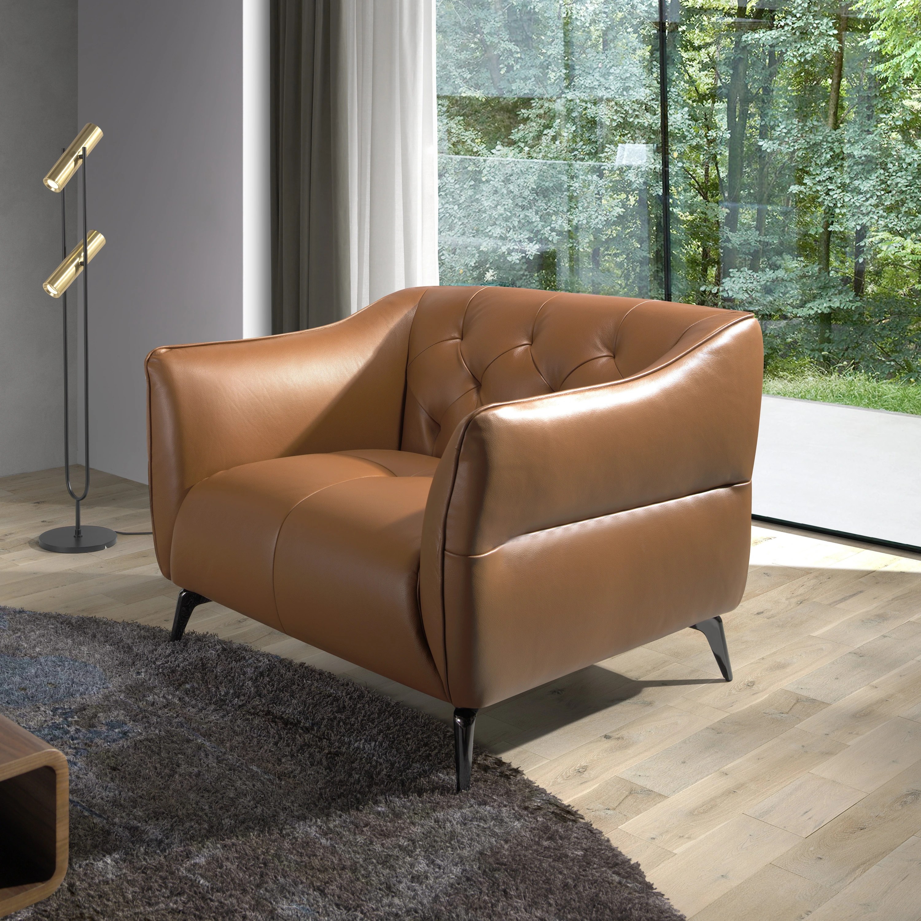 Fauteuil Chester cuir marron earth clay
