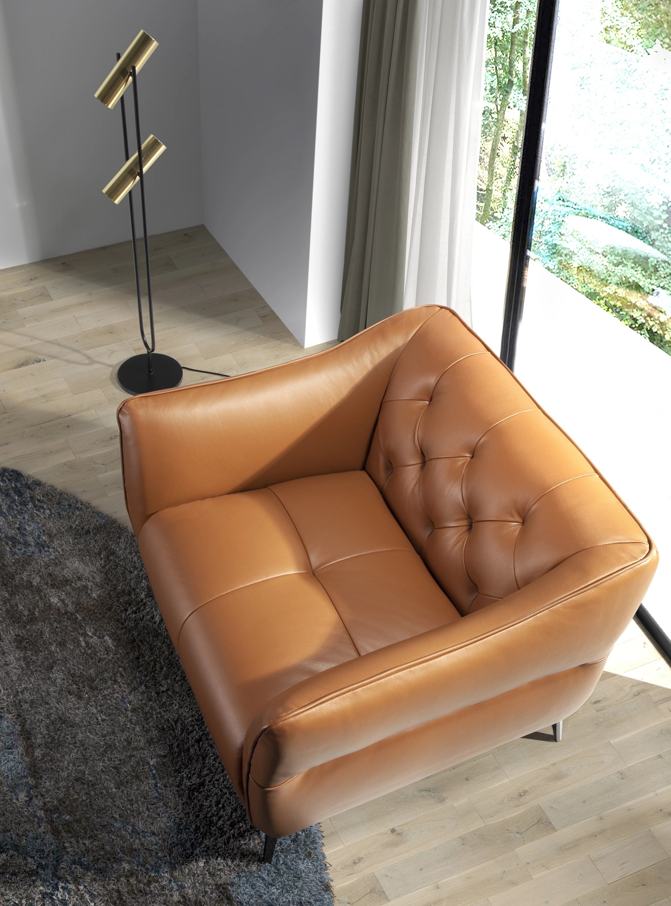 Fauteuil Chester cuir marron earth clay