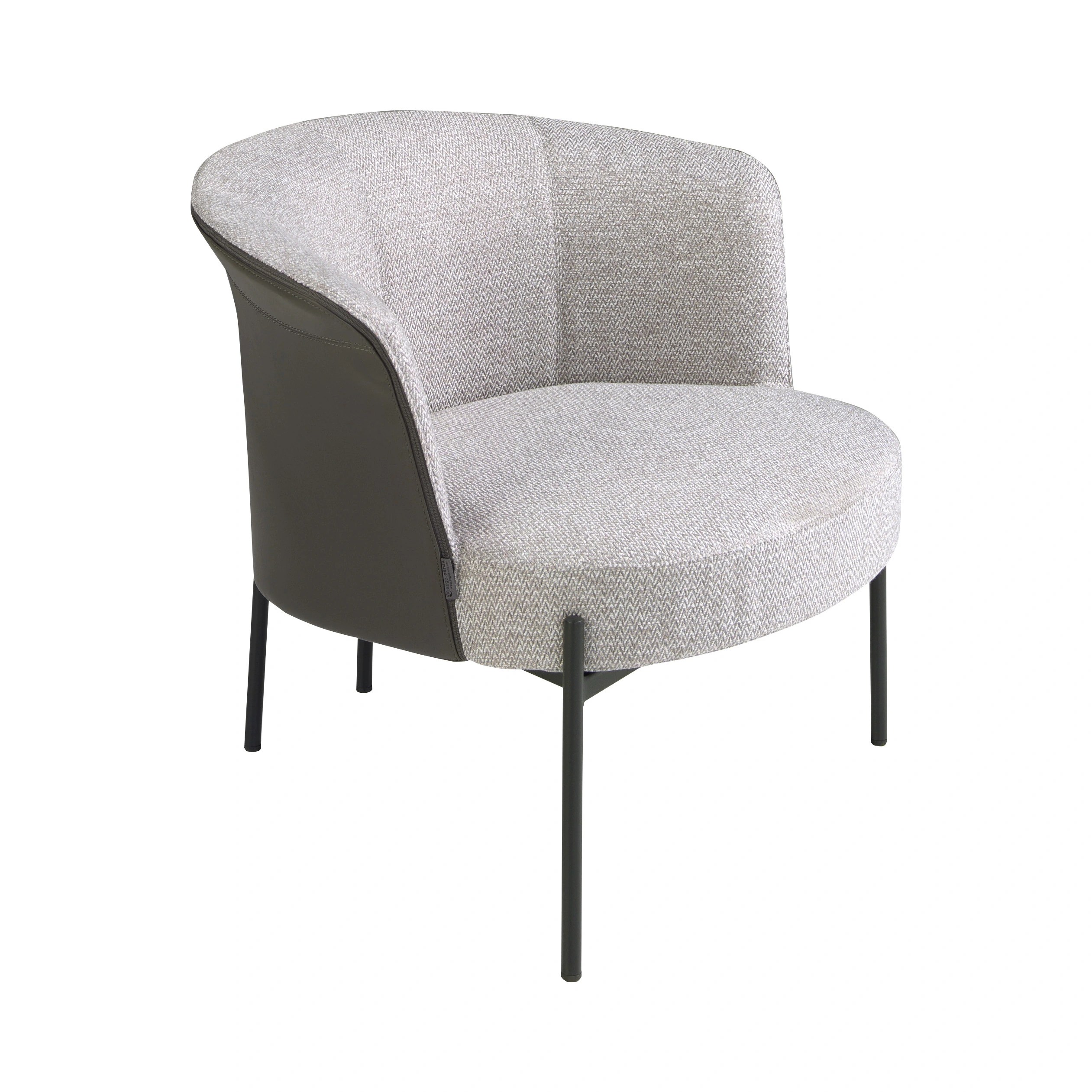 Fauteuil en tissu gris et similicuir gris foncé