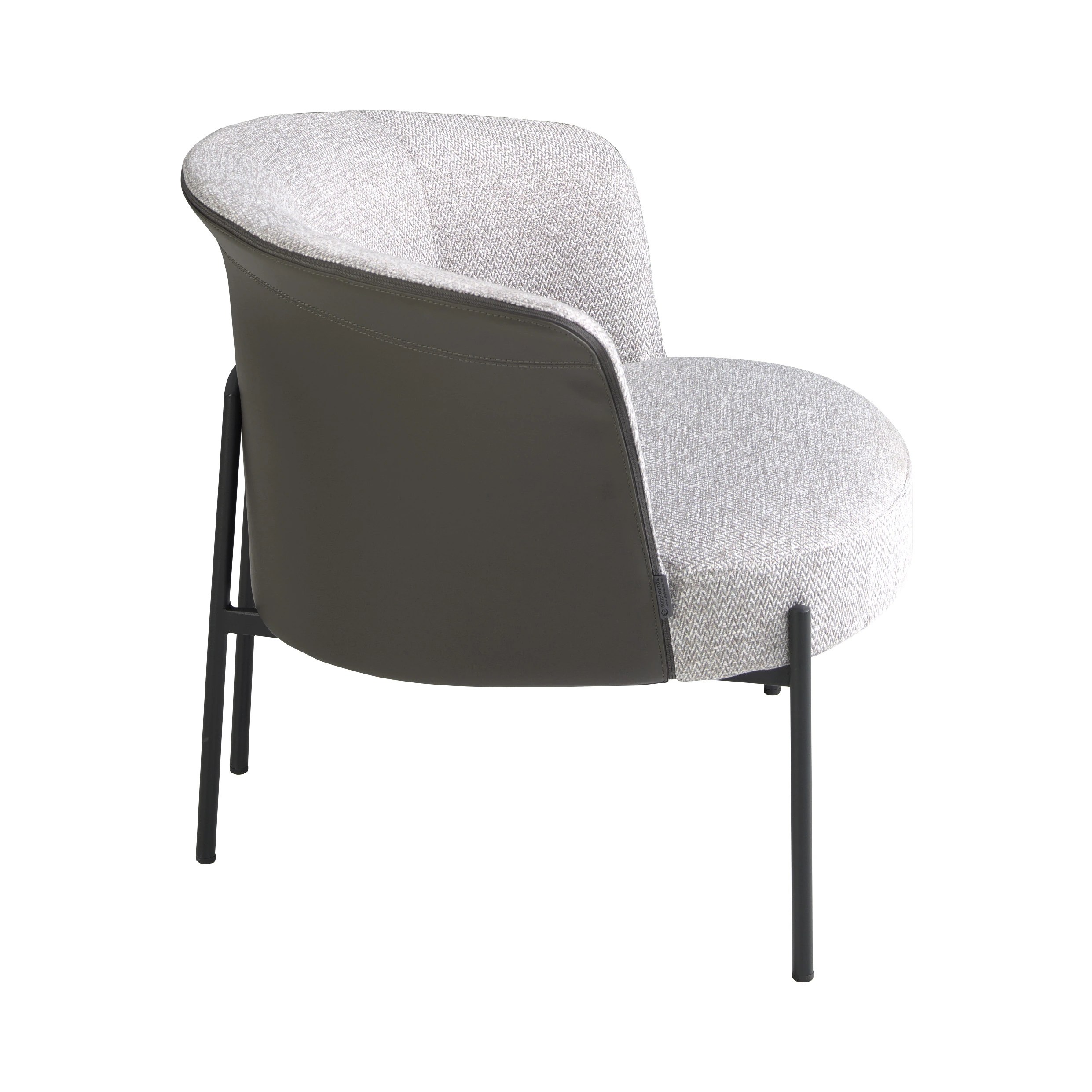 Fauteuil en tissu gris et similicuir gris foncé