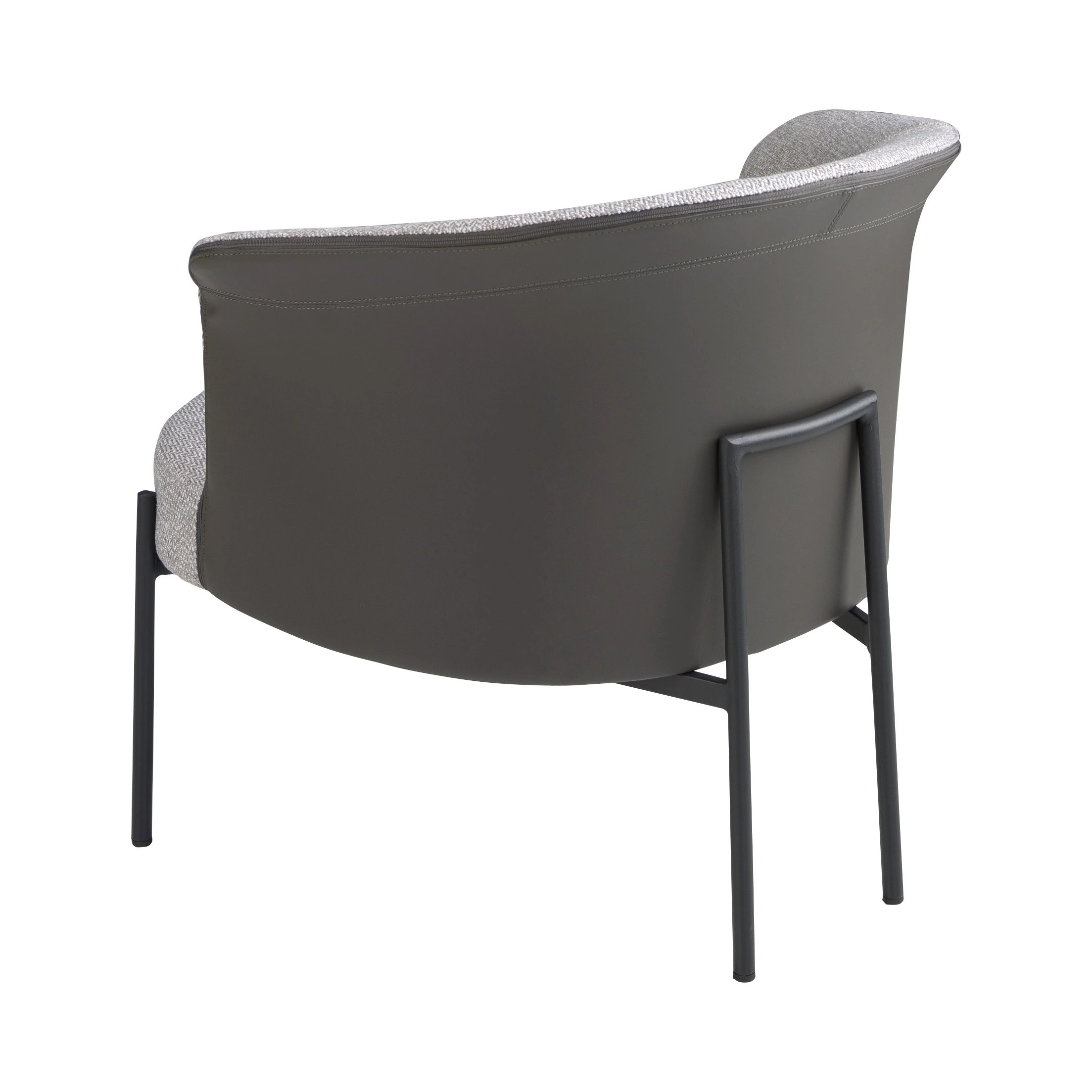 Fauteuil en tissu gris et similicuir gris foncé
