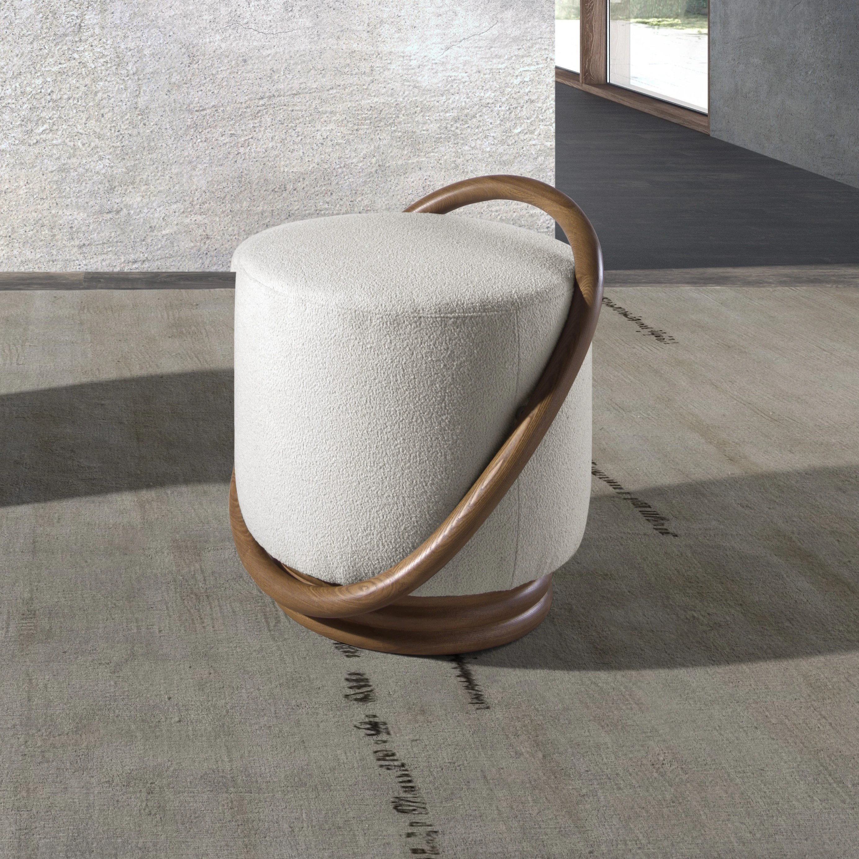 Pouf en tissu blanc