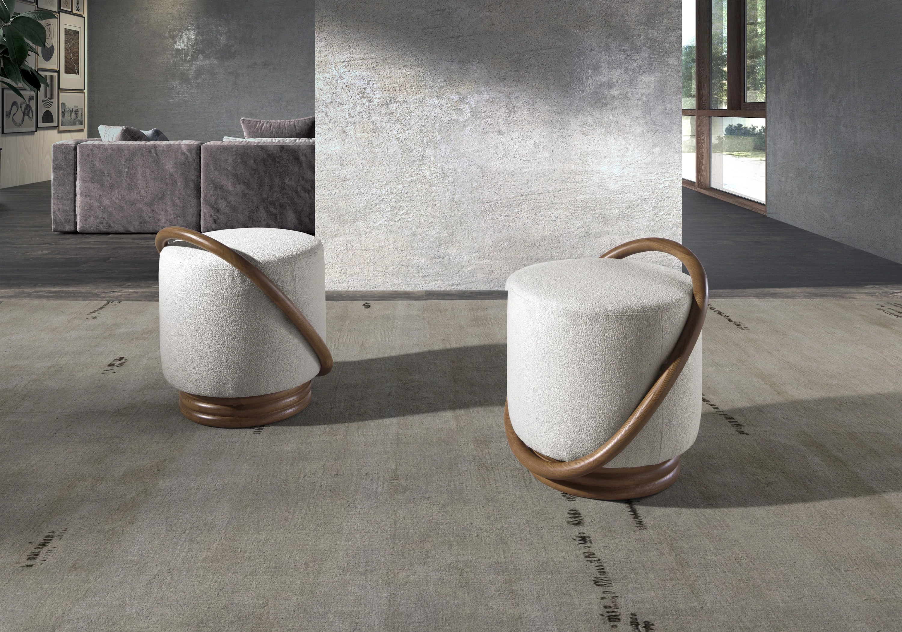 Pouf en tissu blanc
