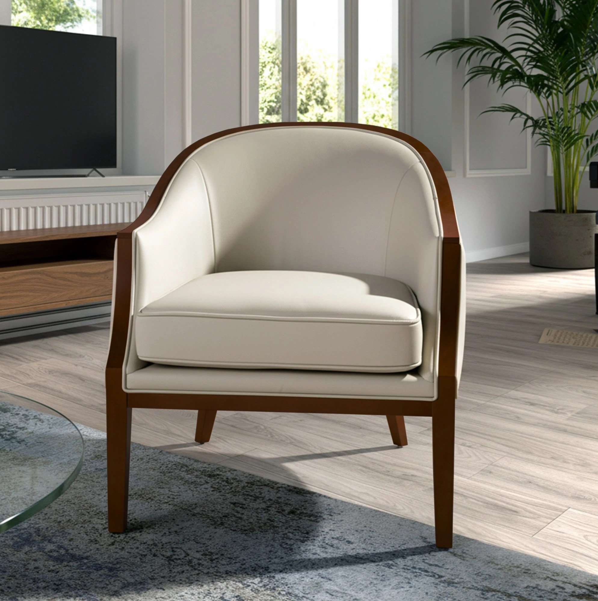 Fauteuil en cuir sable